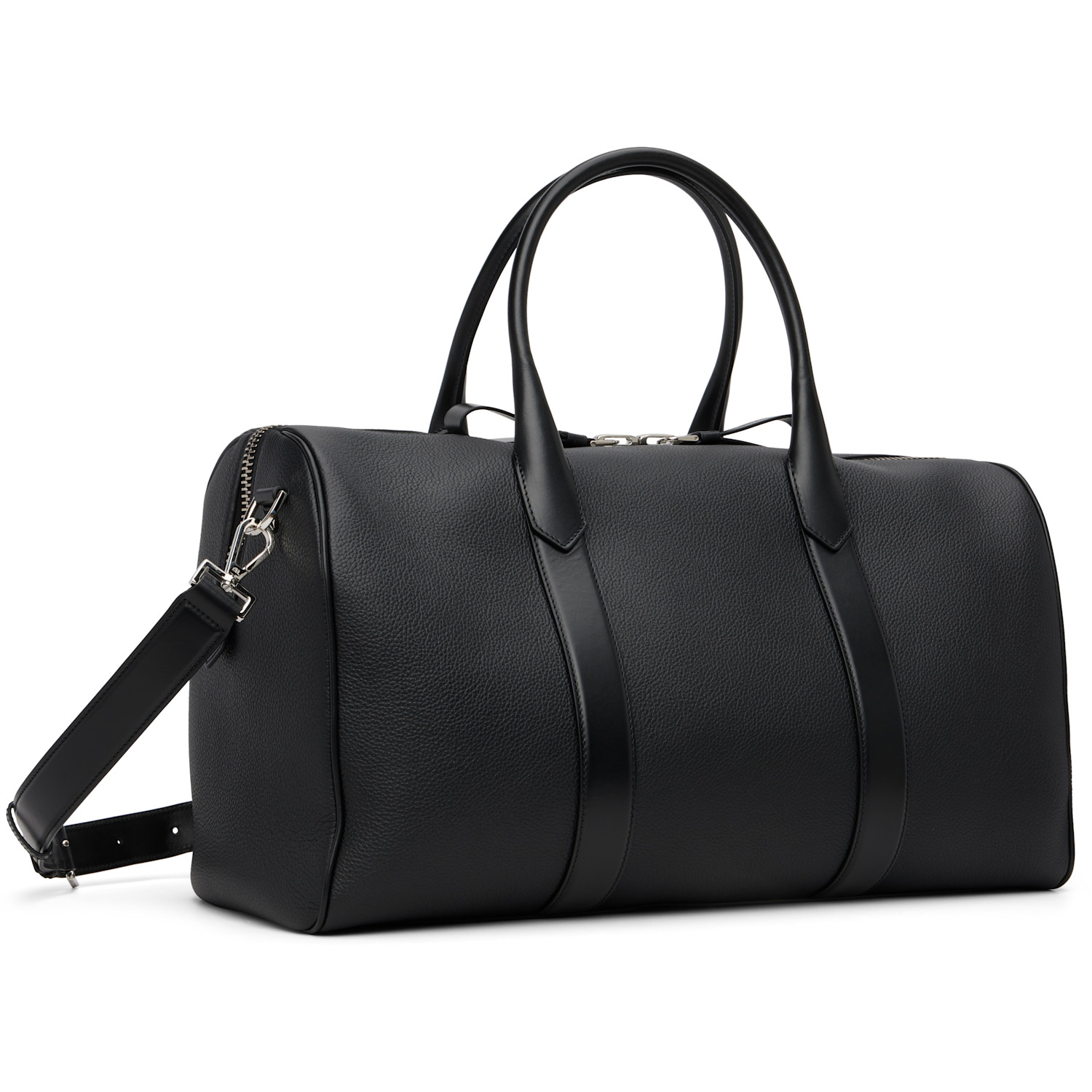  Tom Ford Black Soft Grain Leather Wide Medium Duffle Bag 
