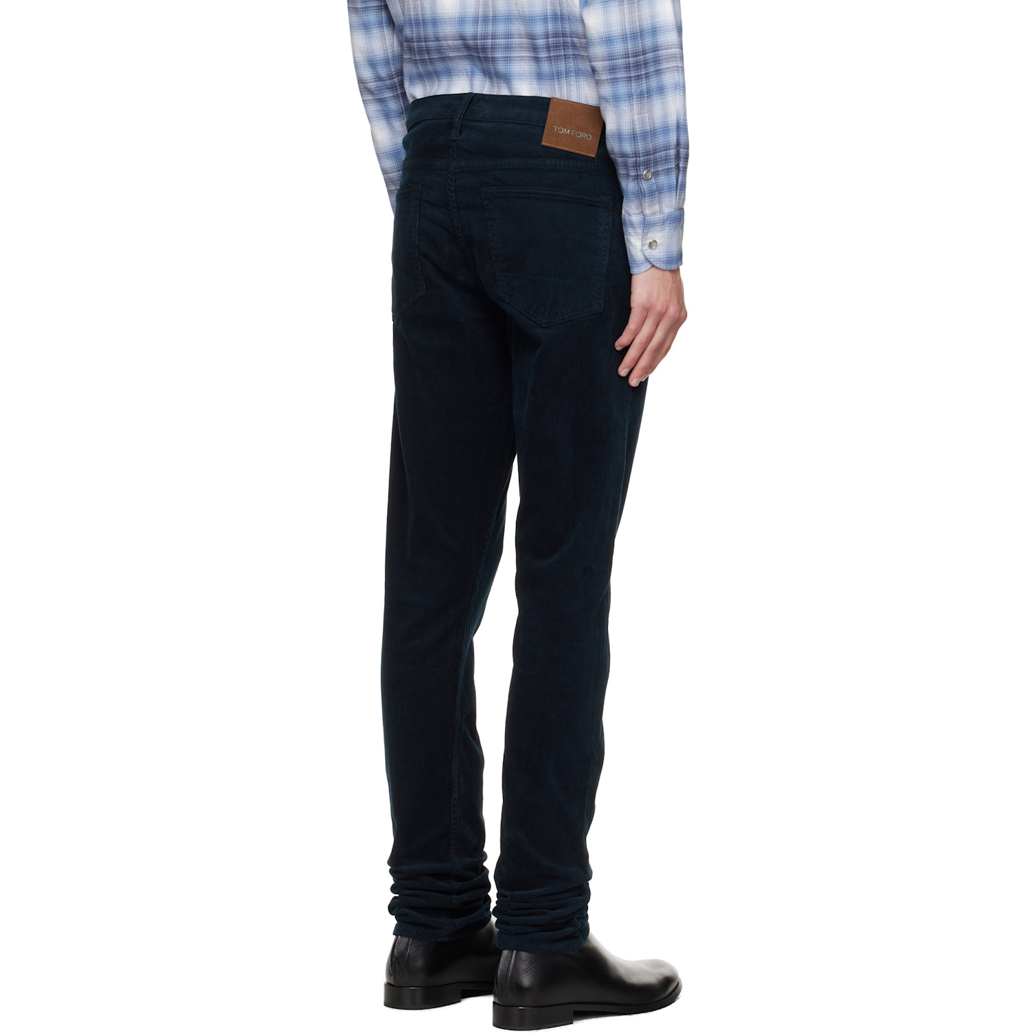  Tom Ford Navy 12 Waves Cord Stretch Slim Fit Trousers 