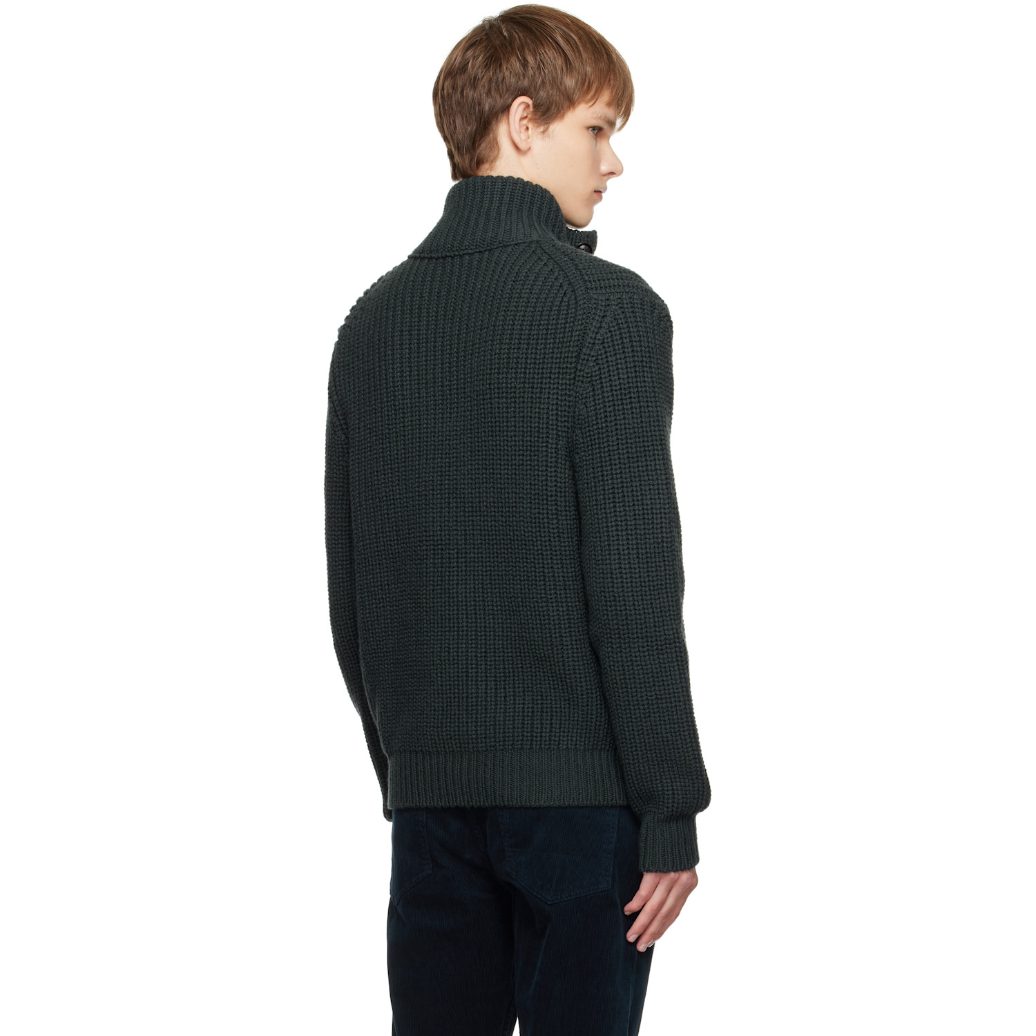  Tom Ford Gray Cashmere Wool Half Button Sweater 