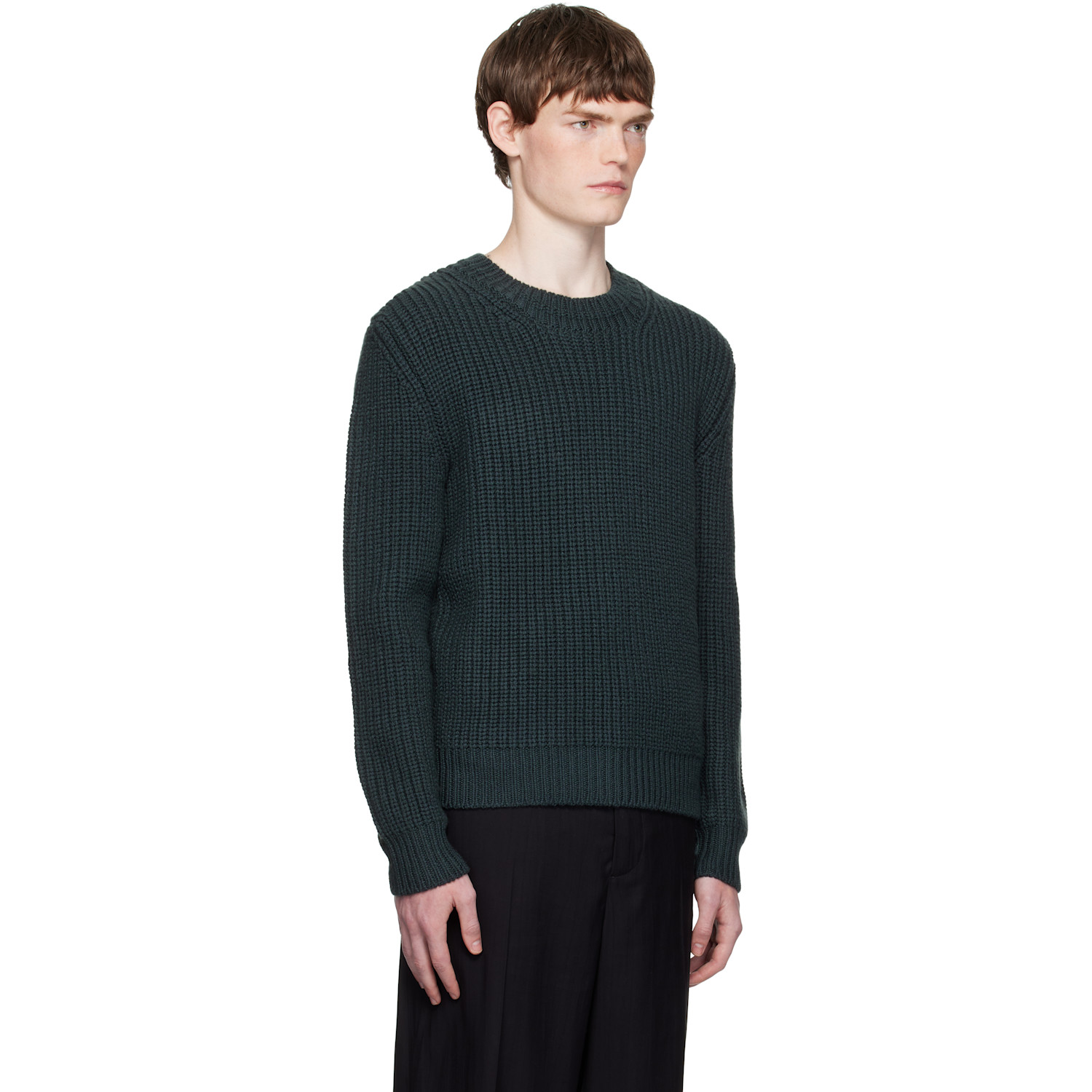  Tom Ford Blue Cashmere Wool Half Stitch Sweater 