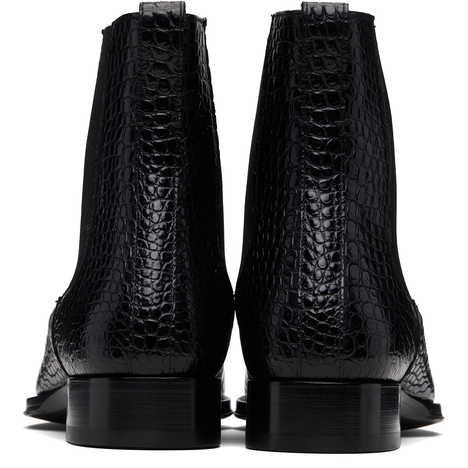  Tom Ford Black Shiny Printed Croc Elkan Chelsea Boots 