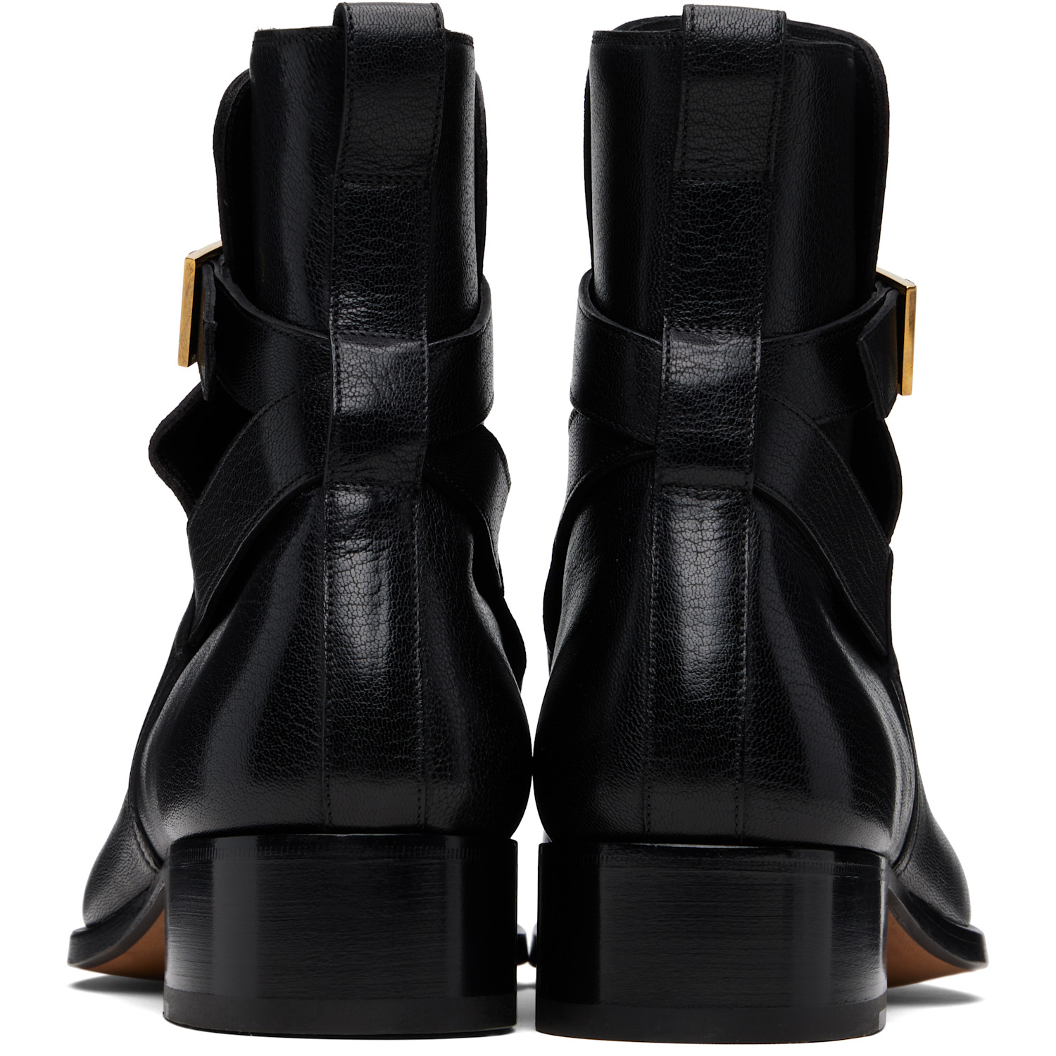  Tom Ford Black Supple Grain Kenneth Buckle Boots 