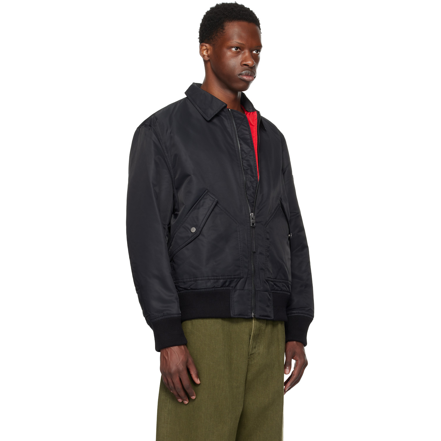  Hugo Black Recycled Nylon Bomber Jacket 