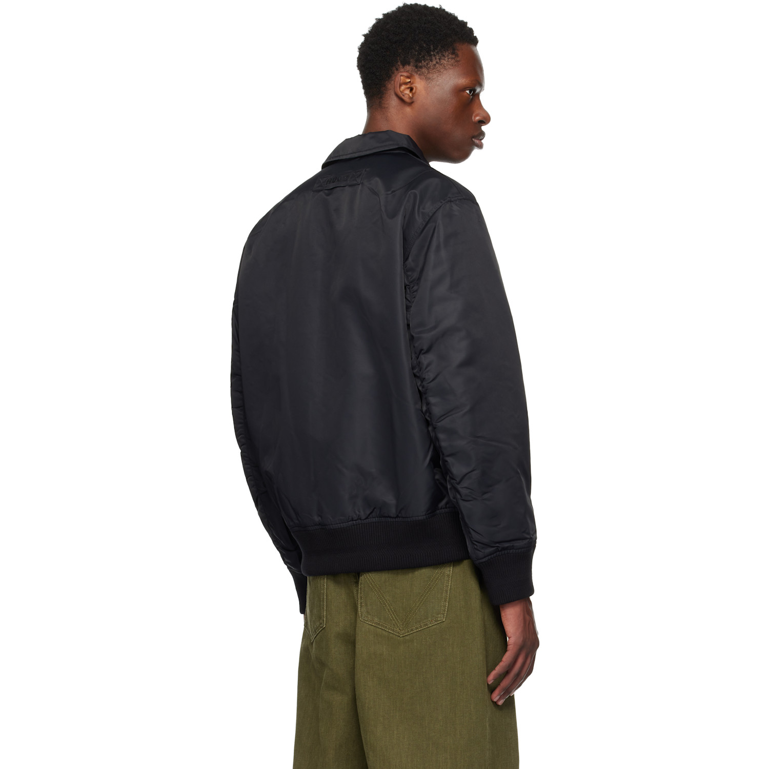  Hugo Black Recycled Nylon Bomber Jacket 