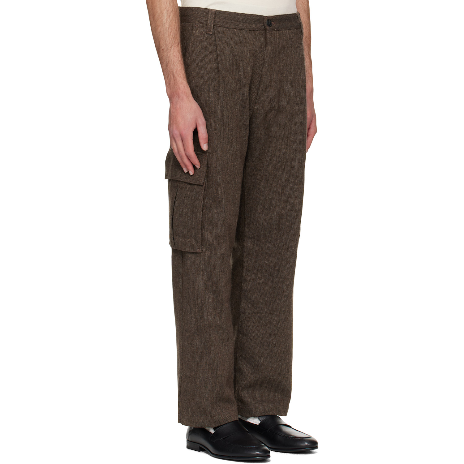  Hugo Brown Relaxed-fit Wool Trousers 