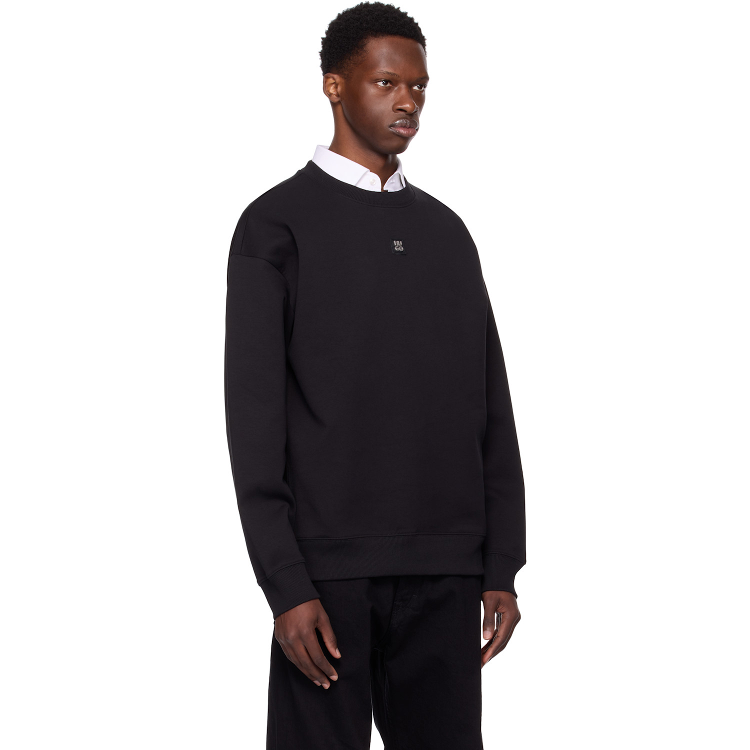  Hugo Black Stacked Logo Badge Sweatshirt 