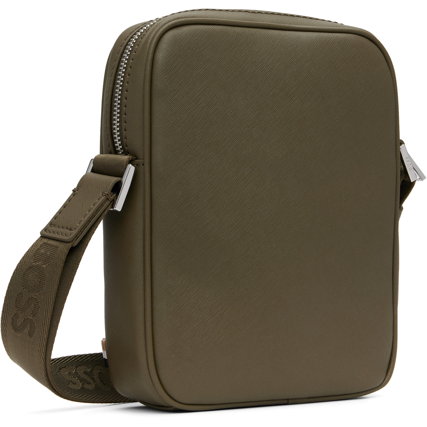  Boss Khaki Signature Stripe Logo Detail Reporter Bag 