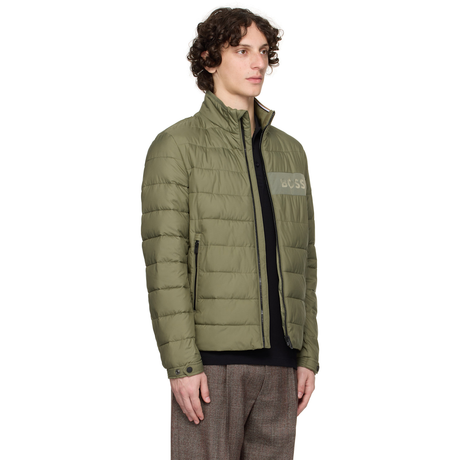  Boss Khaki Water-repellent Regular-fit Logo Puffer Jacket 