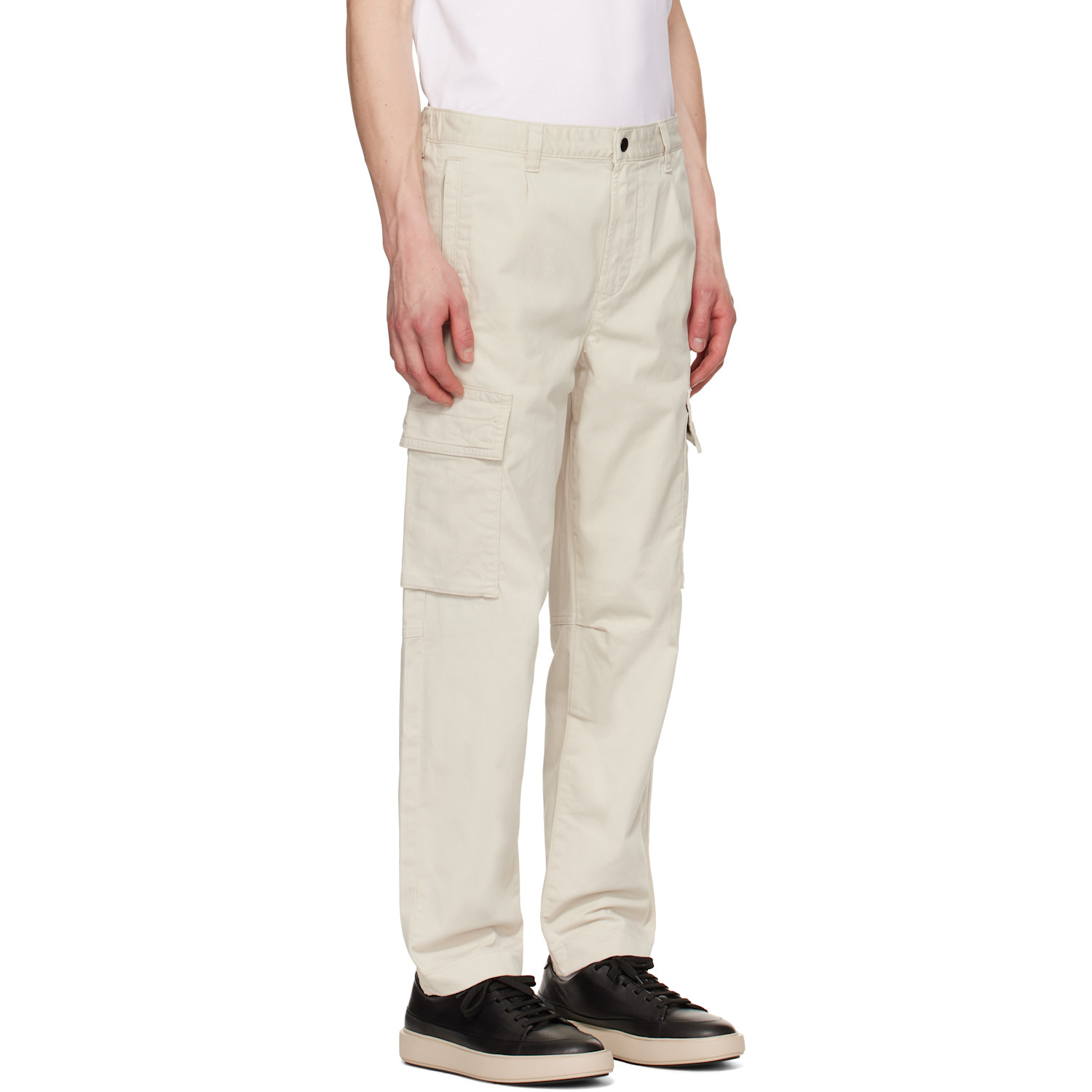  Boss Beige Logo Patch Cargo Pants 