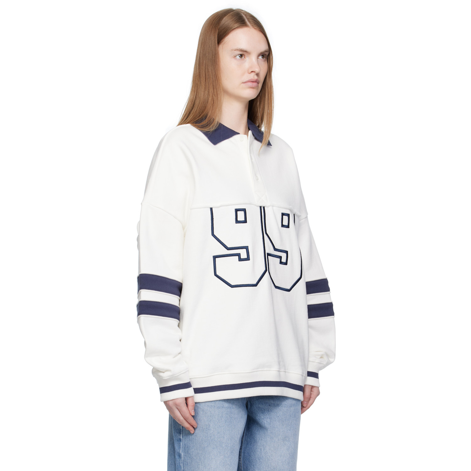  Ksubi White '99' Boyfriend Polo Sweatshirt 
