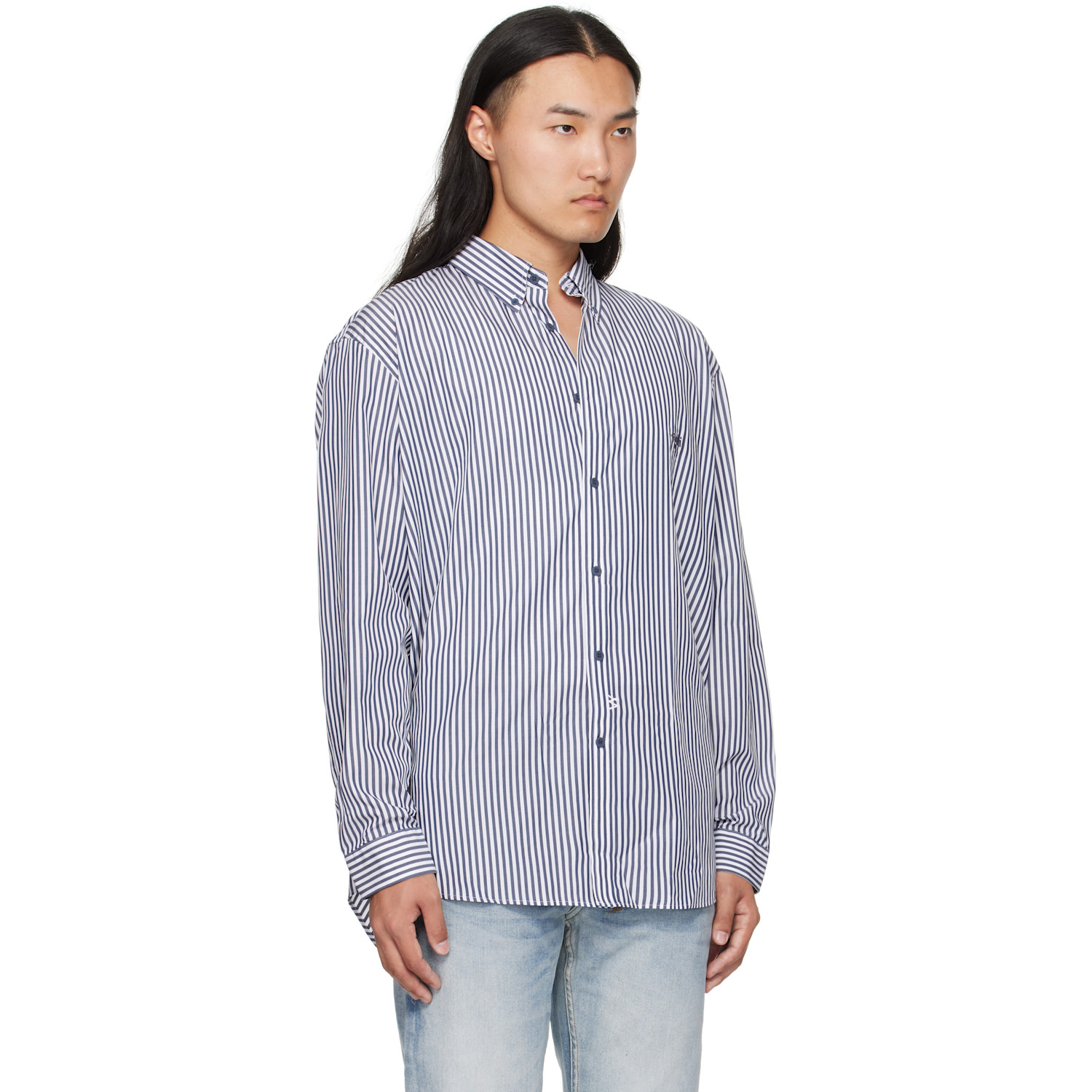  Ksubi Navy & White Ksignature Ls Shirt 