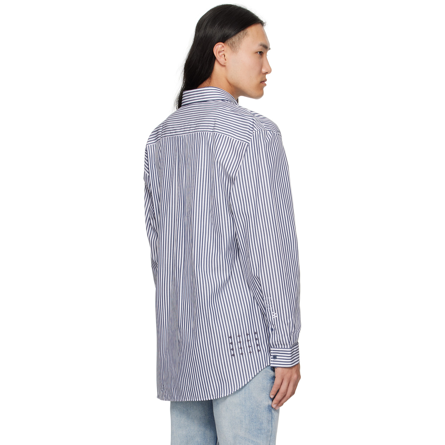  Ksubi Navy & White Ksignature Ls Shirt 