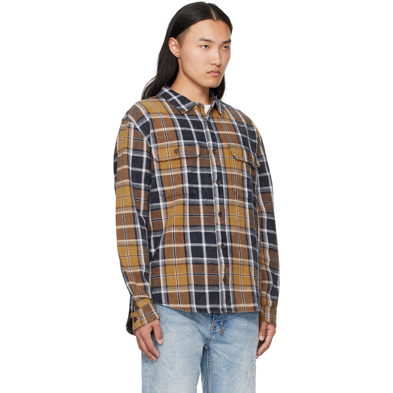  Ksubi Yellow & Blue Rosebowl Ls Shirt 