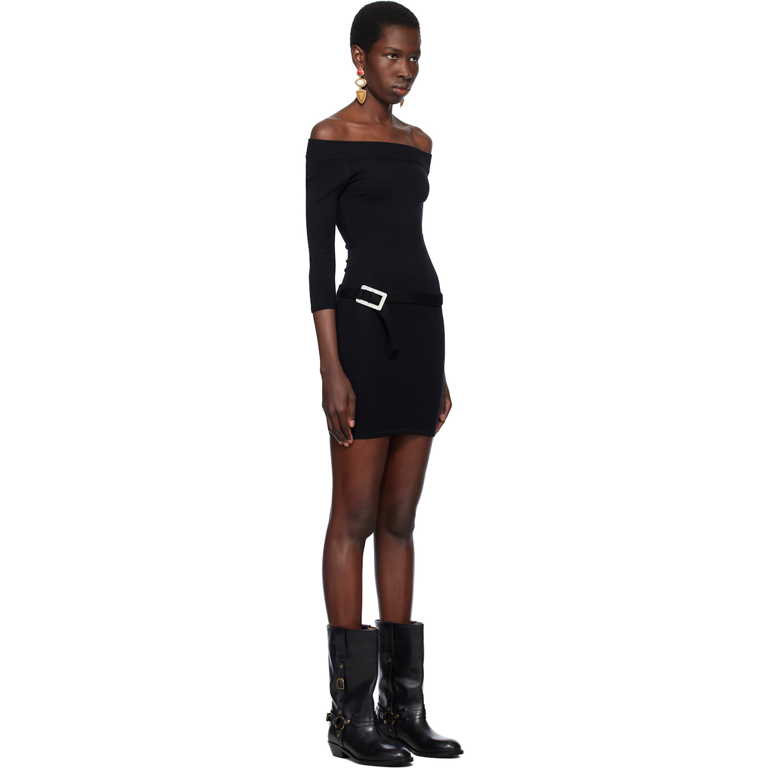  Frankies Bikinis Black Bella Hadid Edition Saloon Knit Minidress 