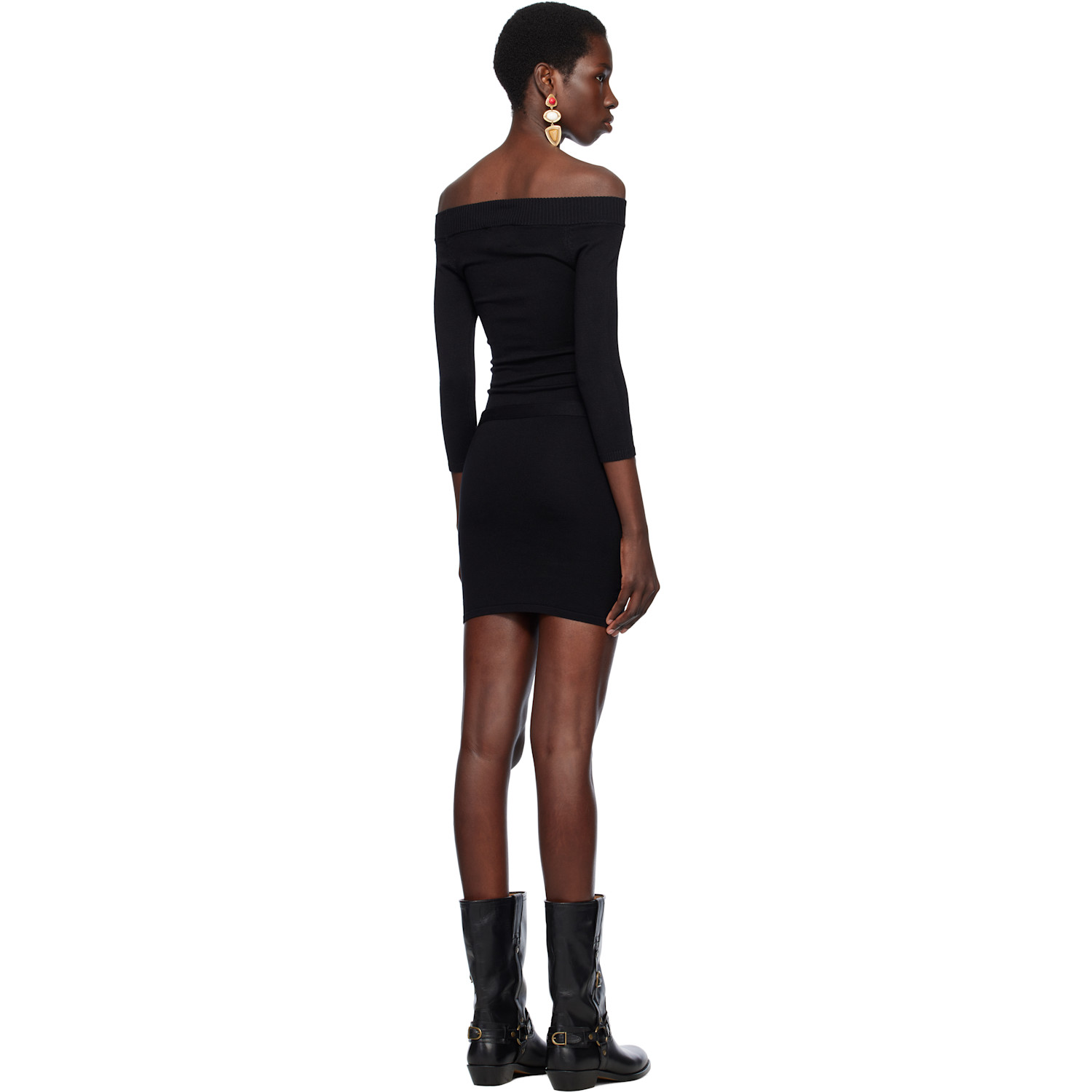  Frankies Bikinis Black Bella Hadid Edition Saloon Knit Minidress 