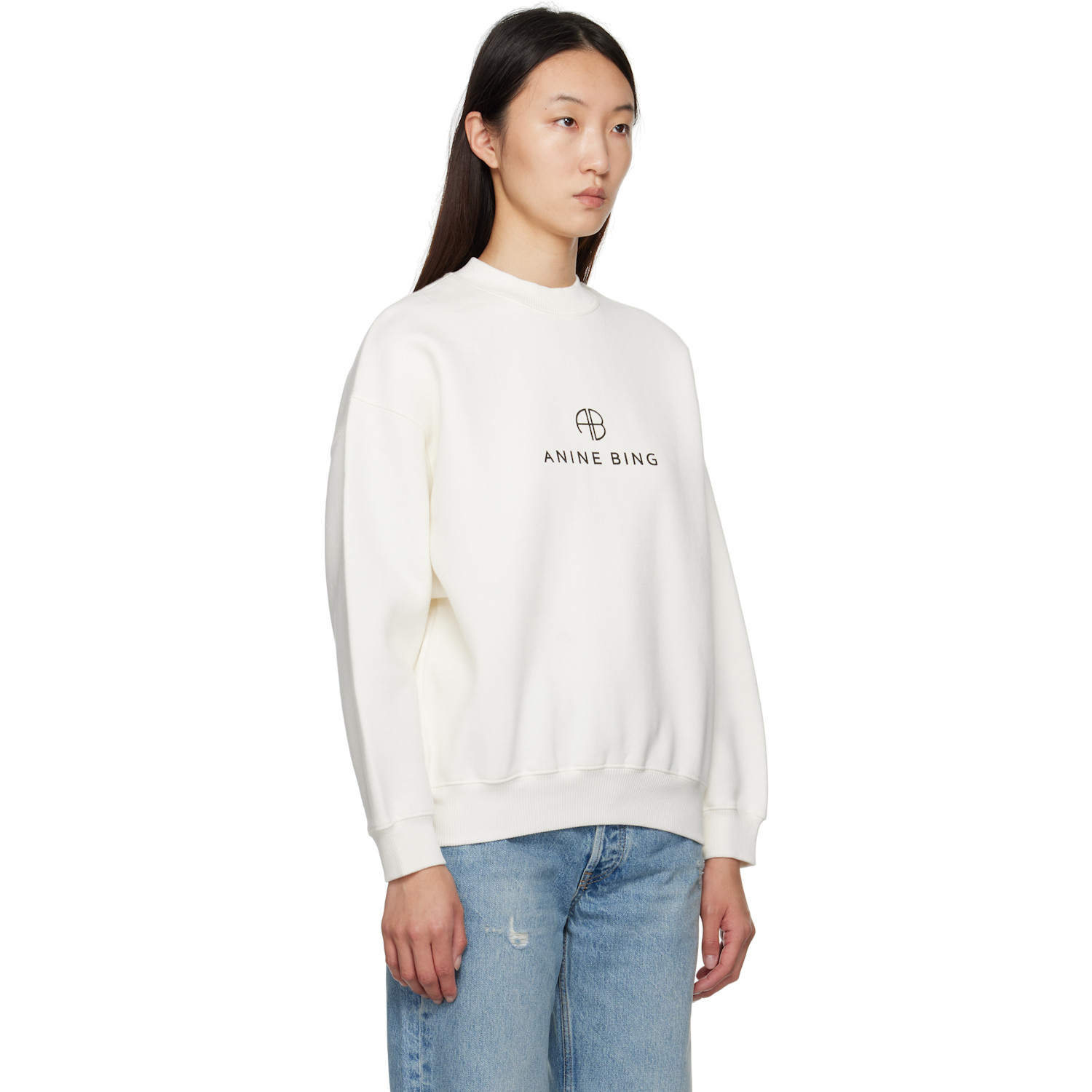  Anine Bing Off-white Jaci Monogram Sweatshirt 