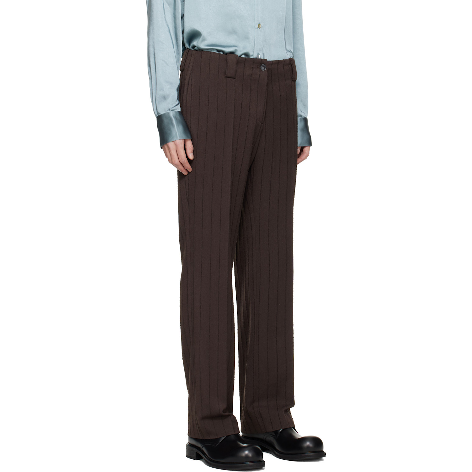 Avavav Brown Pinstripe Tailored Trousers 
