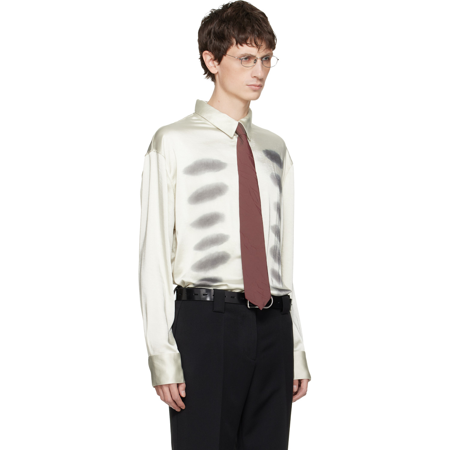  Avavav Off-white X-ray Printed Satin Button-up Shirt 