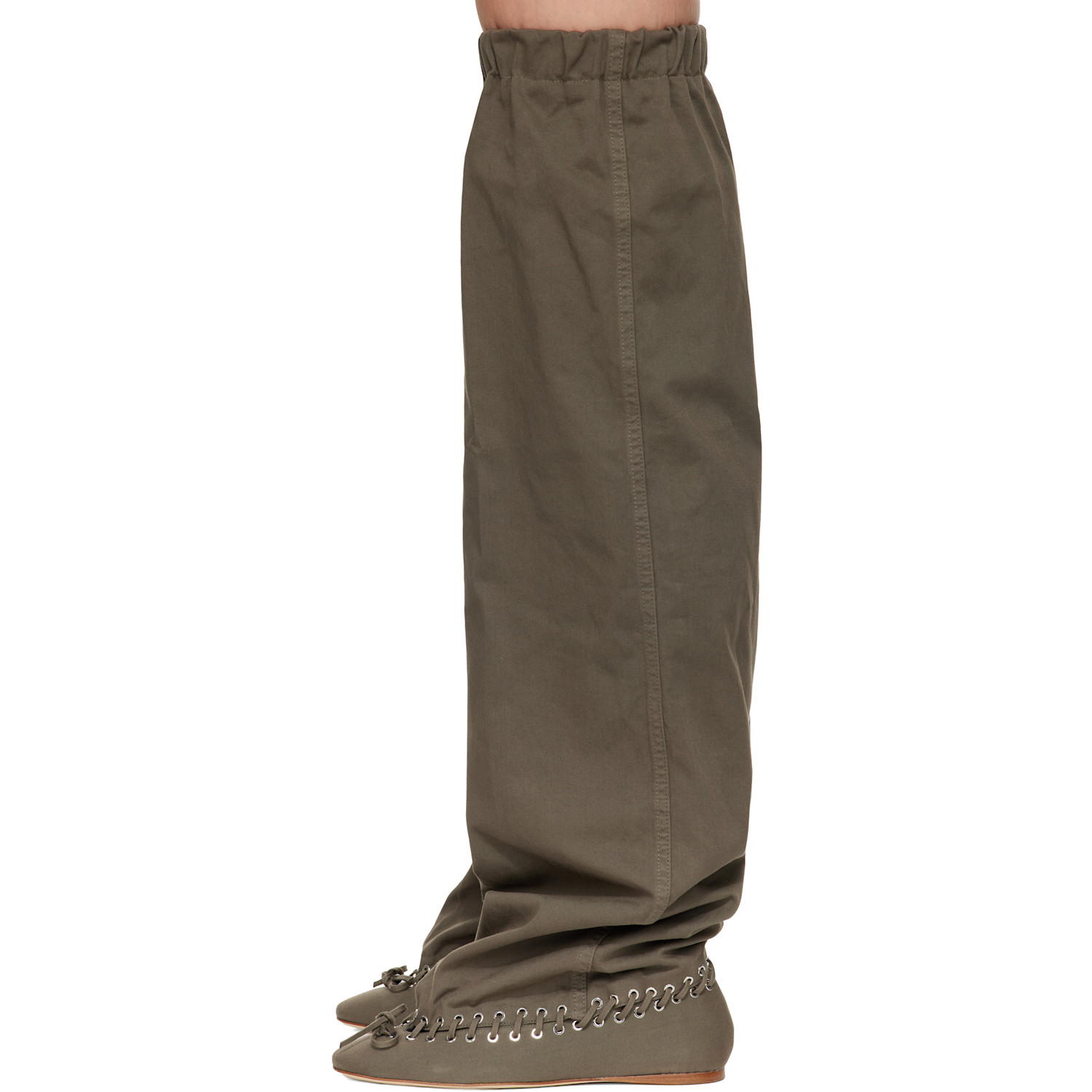  August Barron Khaki Level Flat Thigh High Tall Boots 