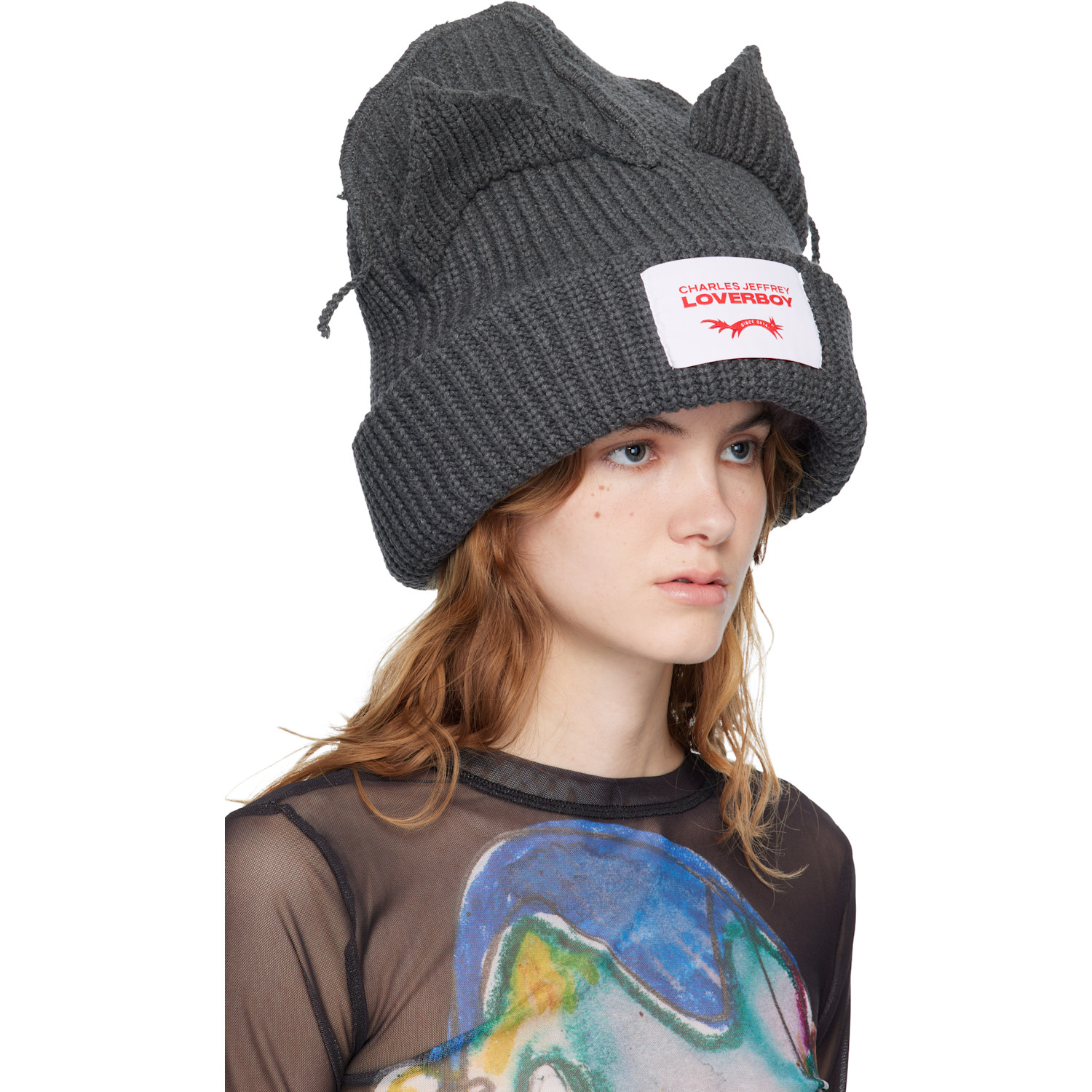  Charles Jeffrey Loverboy Gray Supersized Chunky Ears Beanie 