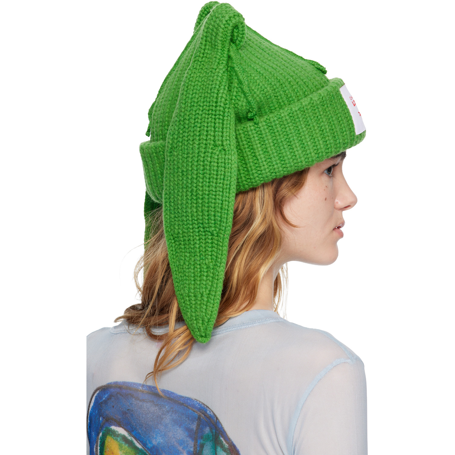  Charles Jeffrey Loverboy Green Chunky Rabbit Beanie 