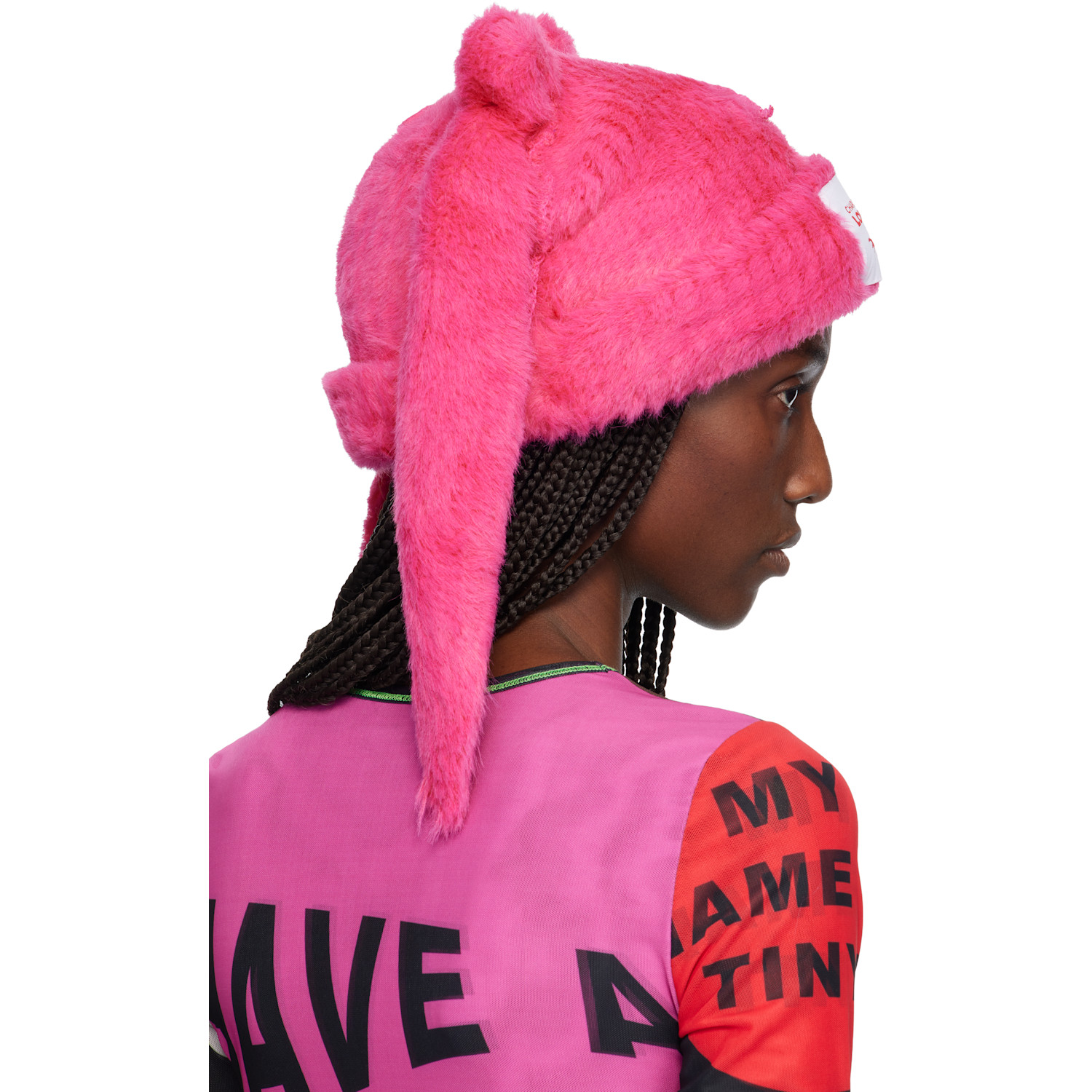  Charles Jeffrey Loverboy Pink Fluffy Chunky Rabbit Beanie 