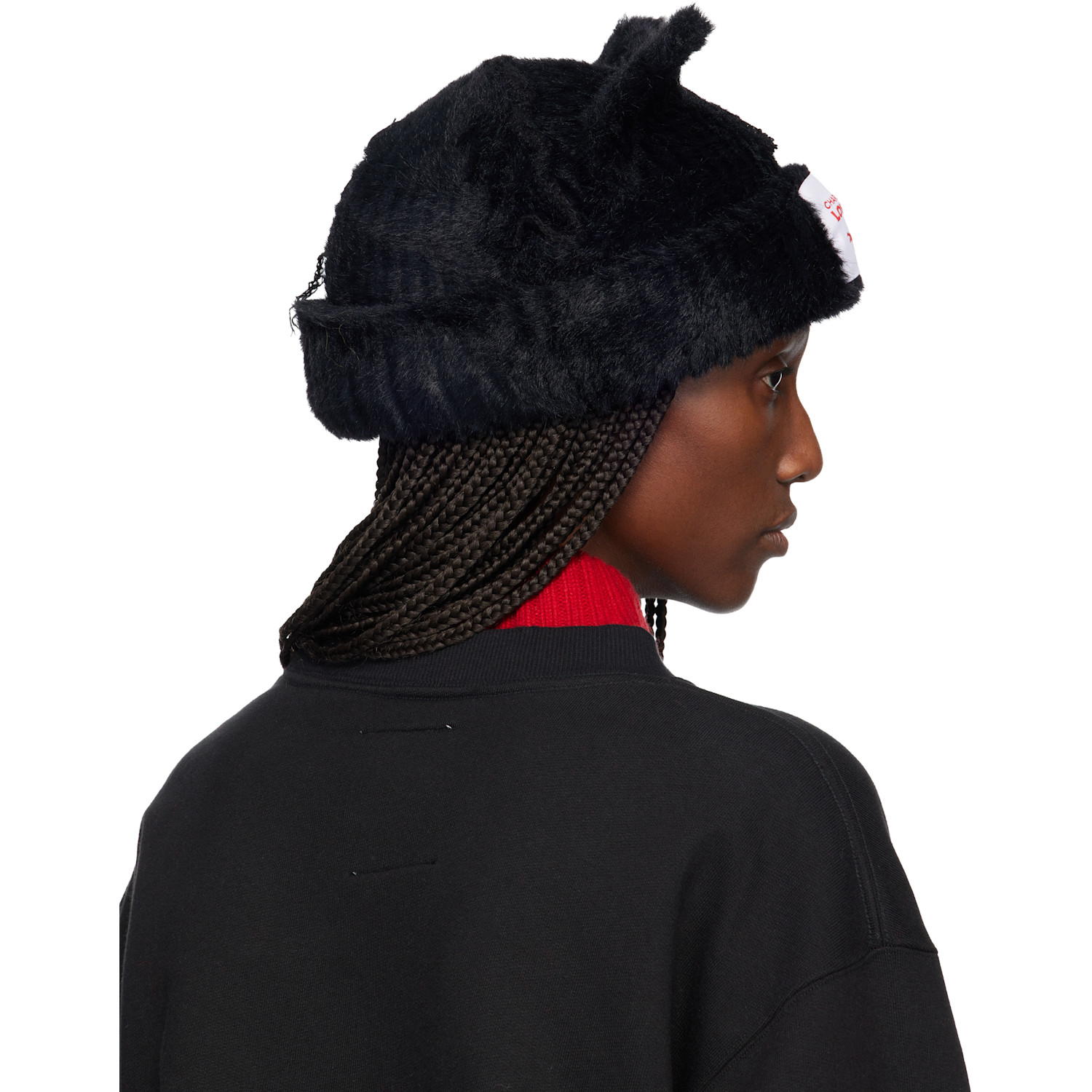  Charles Jeffrey Loverboy Black Fluffy Chunky Ears Beanie 