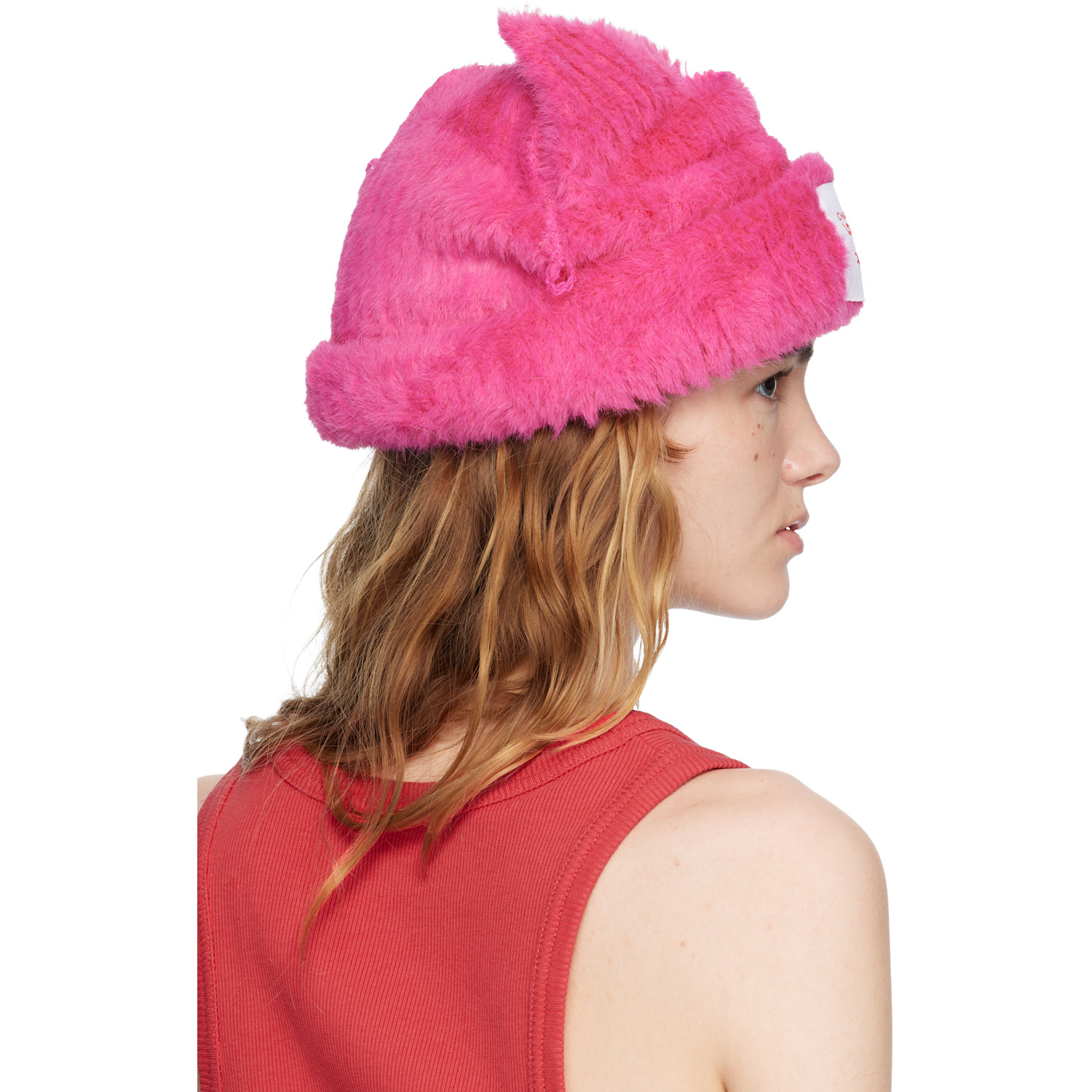  Charles Jeffrey Loverboy Pink Fluffy Chunky Ears Beanie 