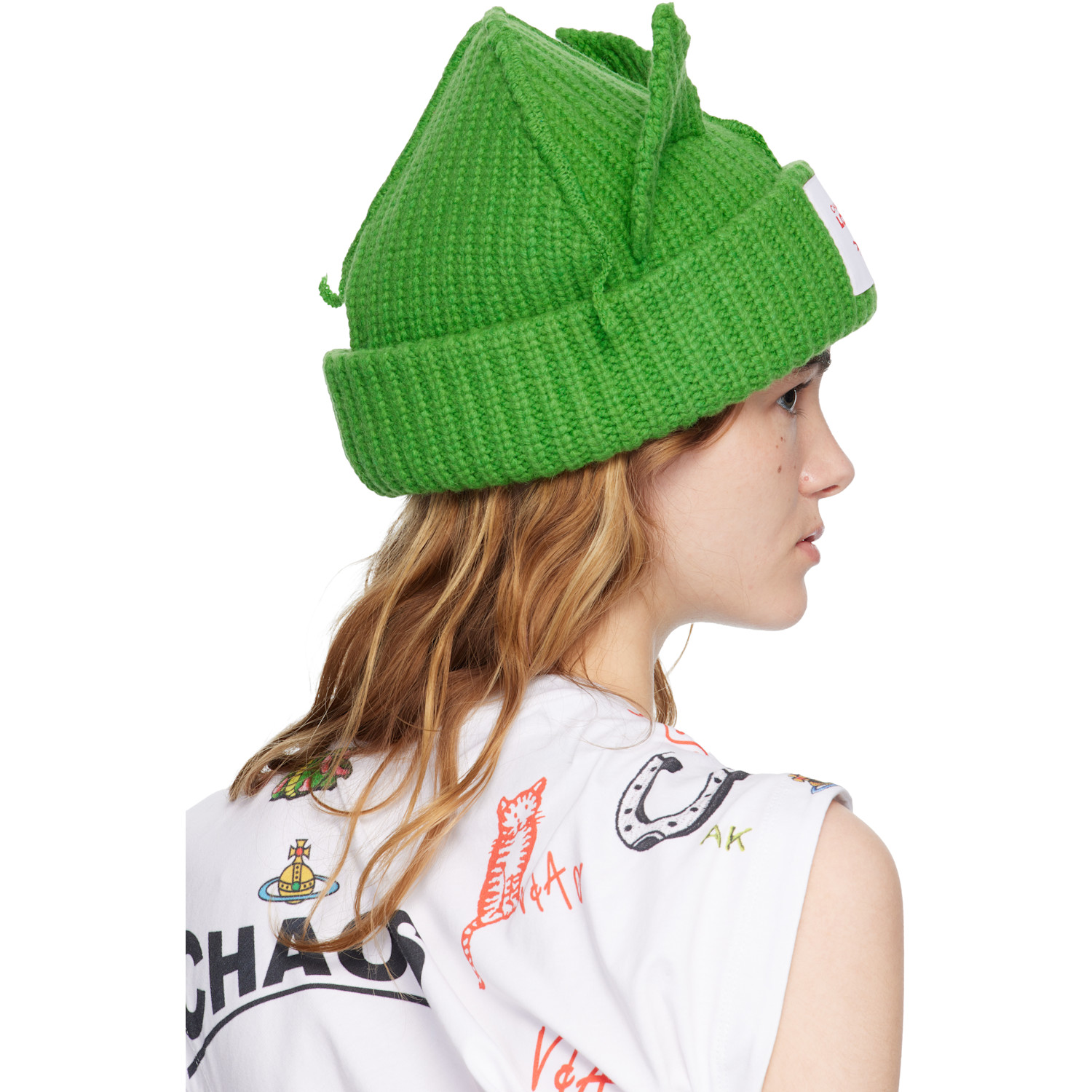  Charles Jeffrey Loverboy Green Chunky Ears Beanie 
