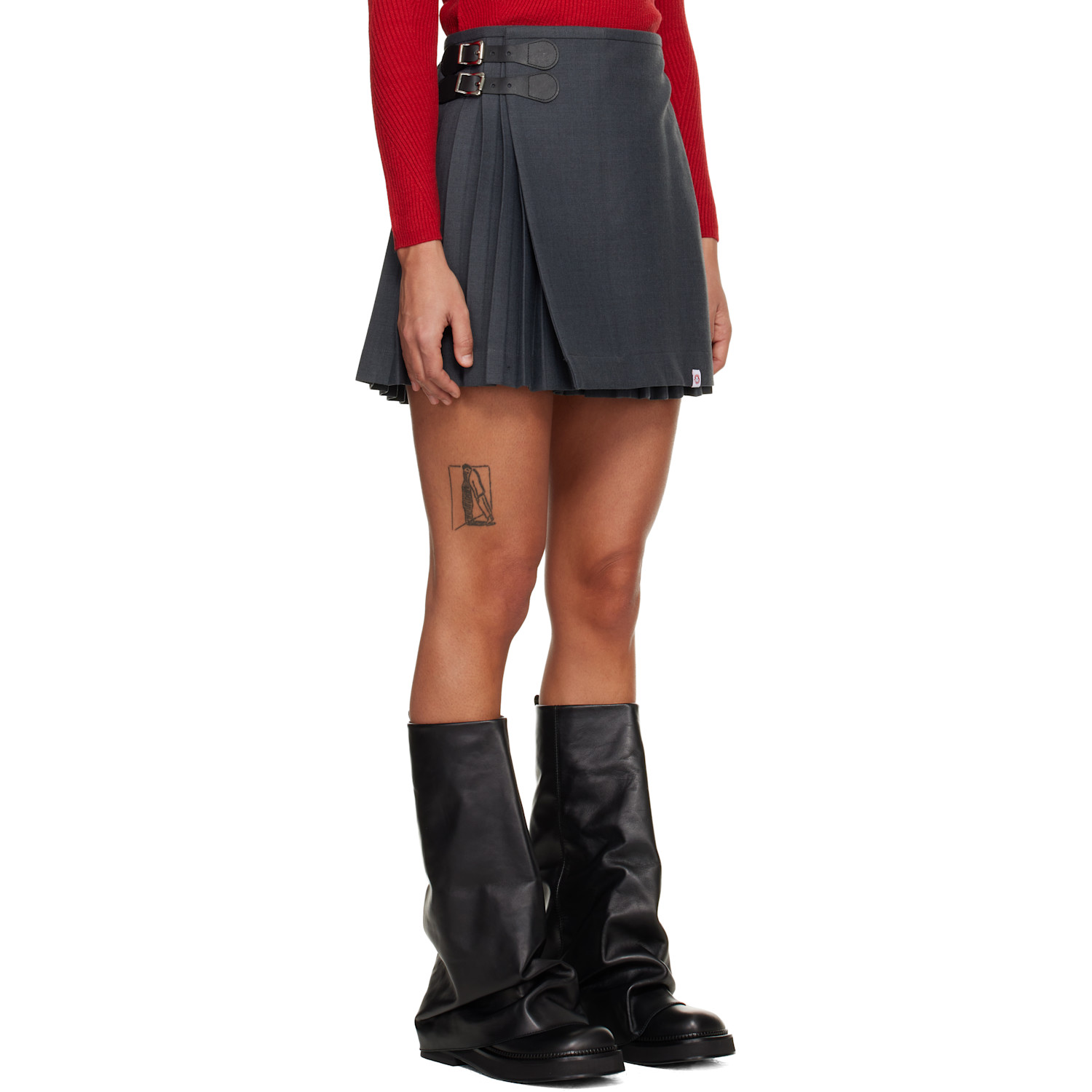  Charles Jeffrey Loverboy Gray 'kilt' Miniskirt 