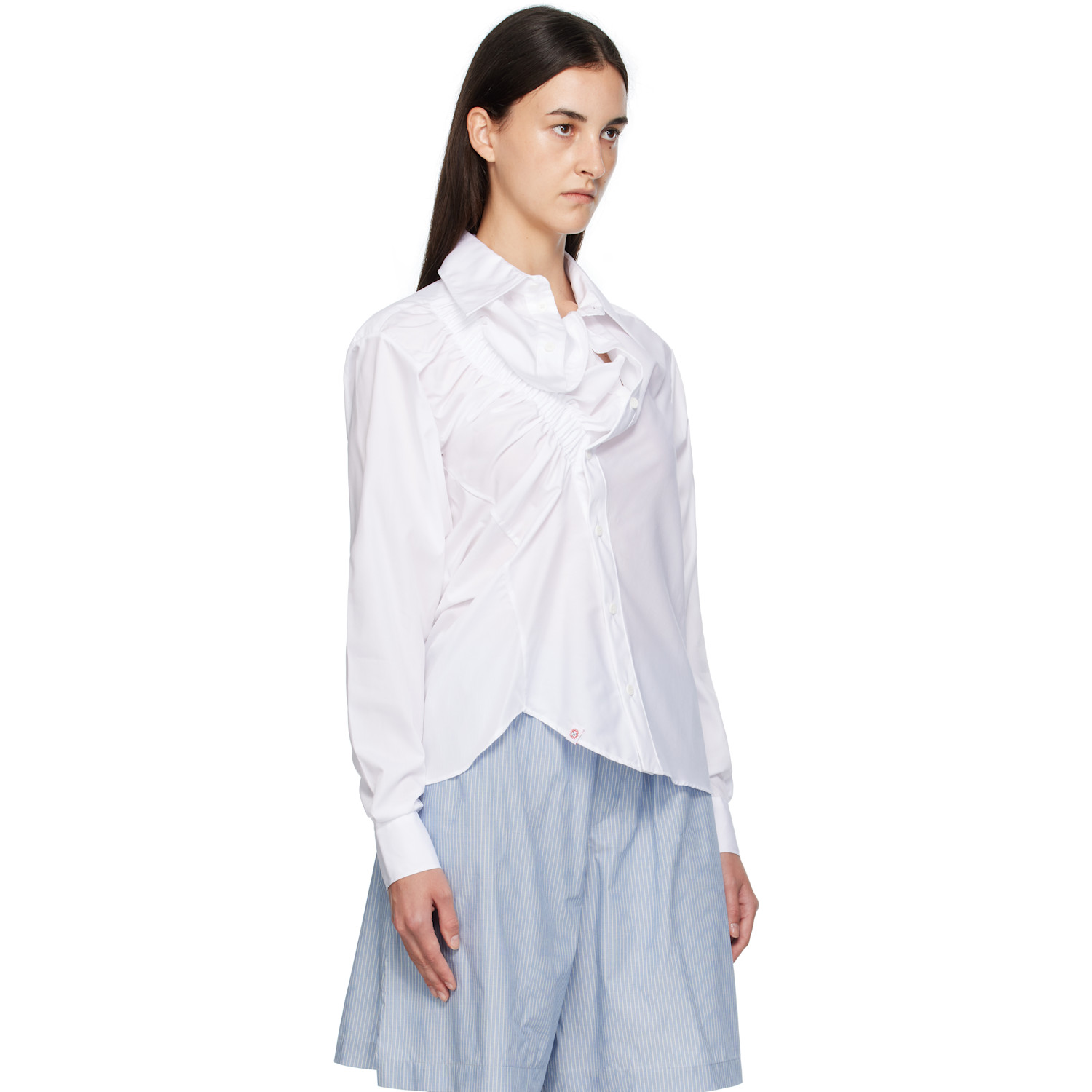  Charles Jeffrey Loverboy White Elasticated Ruffle Shirt 