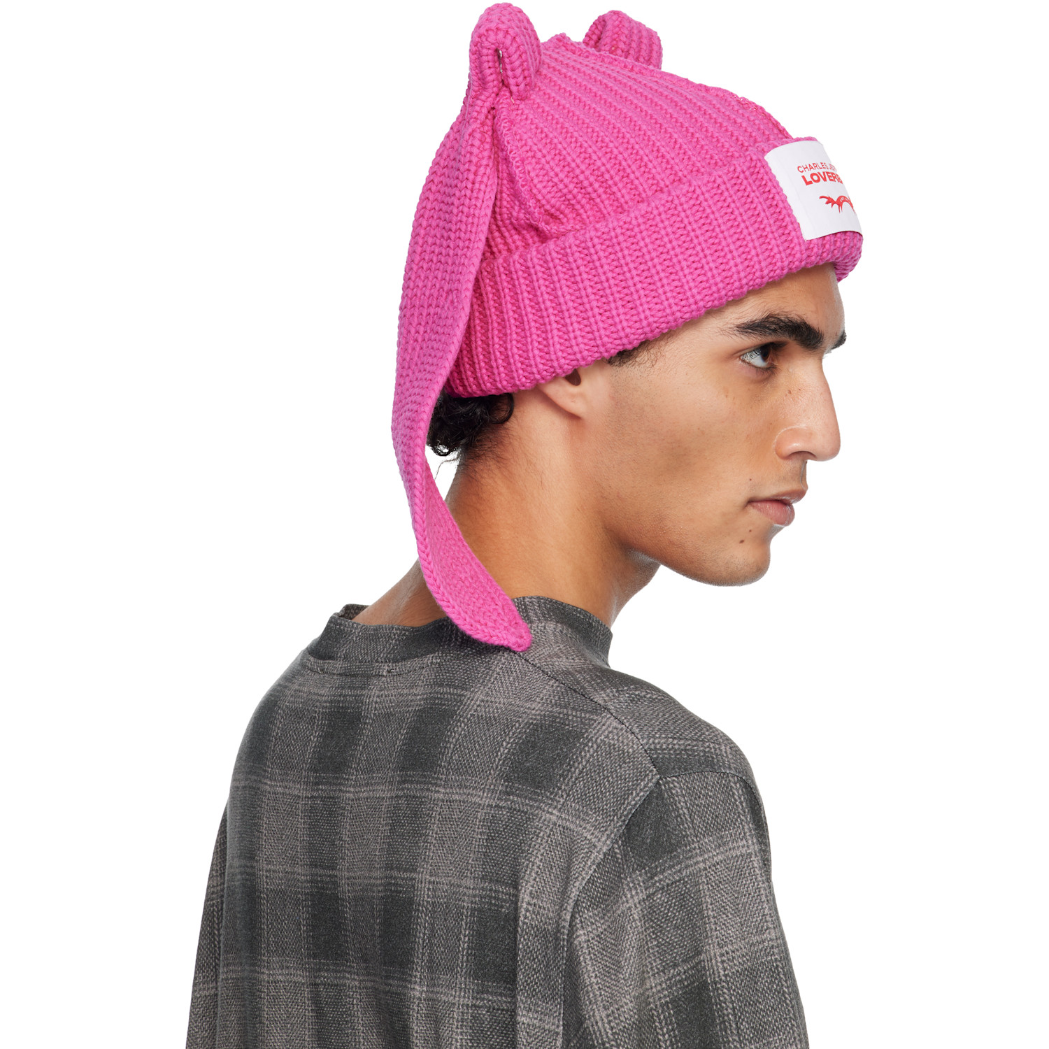  Charles Jeffrey Loverboy Pink Chunky Rabbit Beanie 