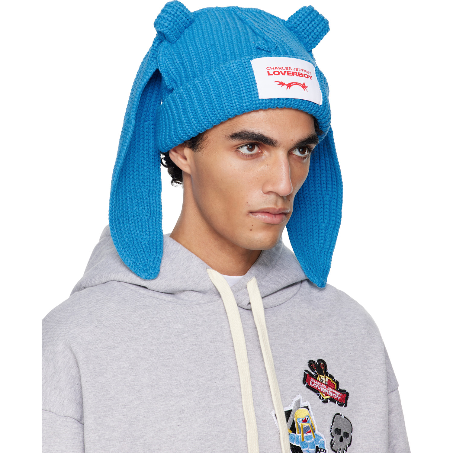  Charles Jeffrey Loverboy Blue Chunky Rabbit Beanie 