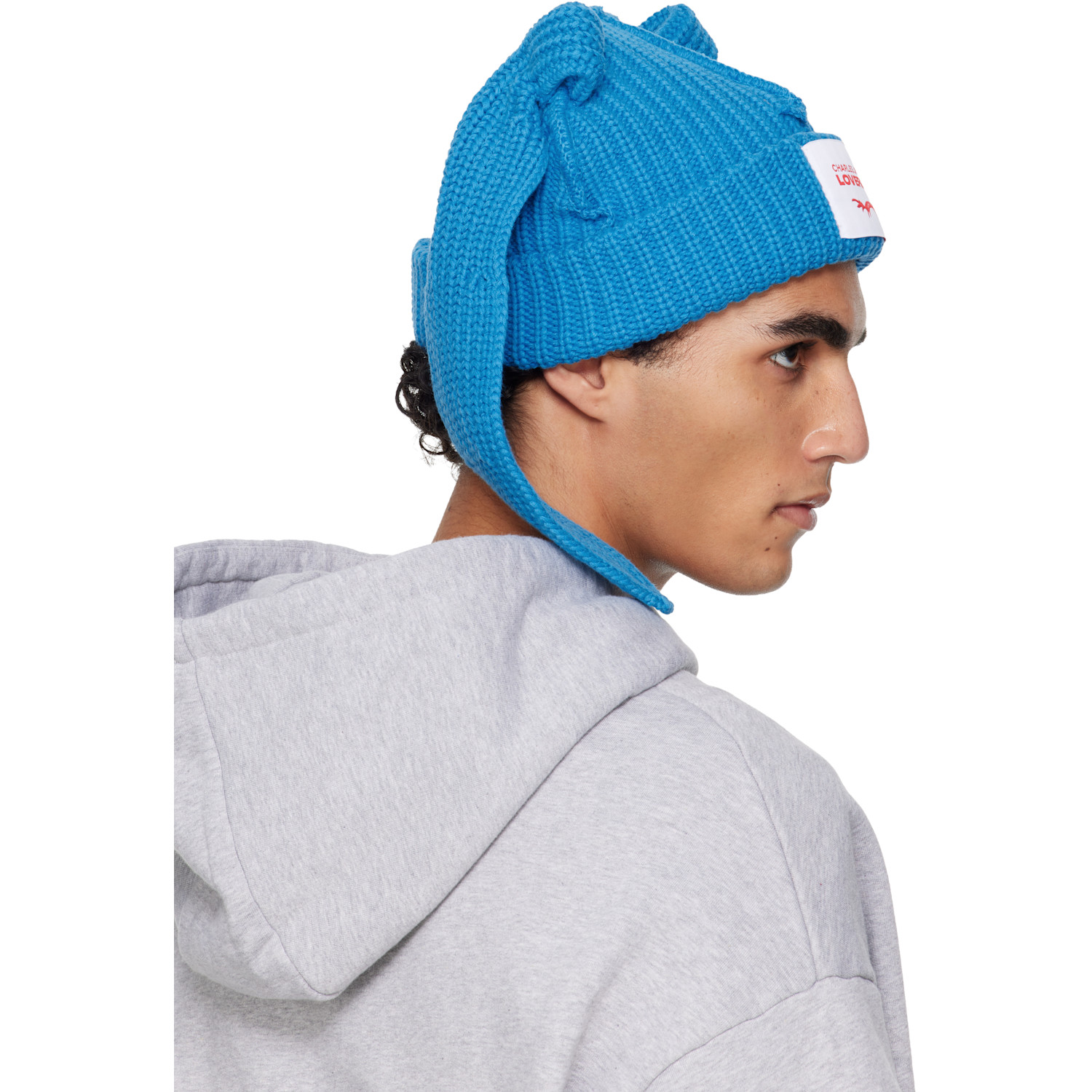  Charles Jeffrey Loverboy Blue Chunky Rabbit Beanie 
