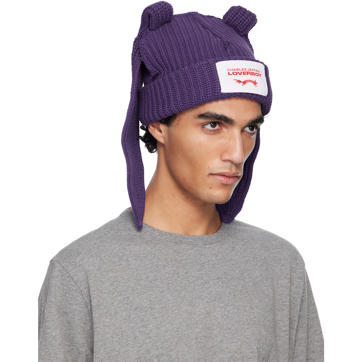  Charles Jeffrey Loverboy Purple Chunky Rabbit Beanie 
