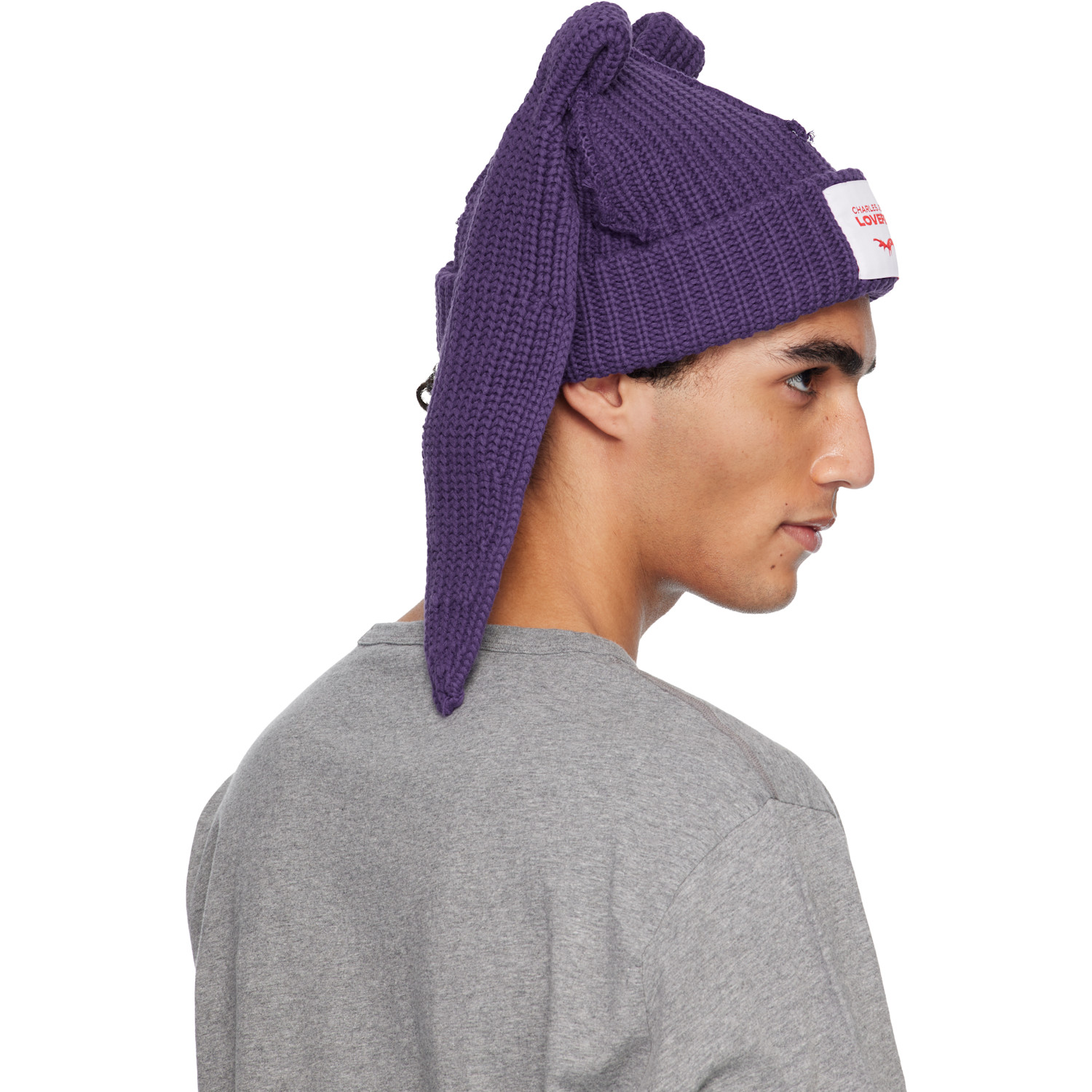  Charles Jeffrey Loverboy Purple Chunky Rabbit Beanie 
