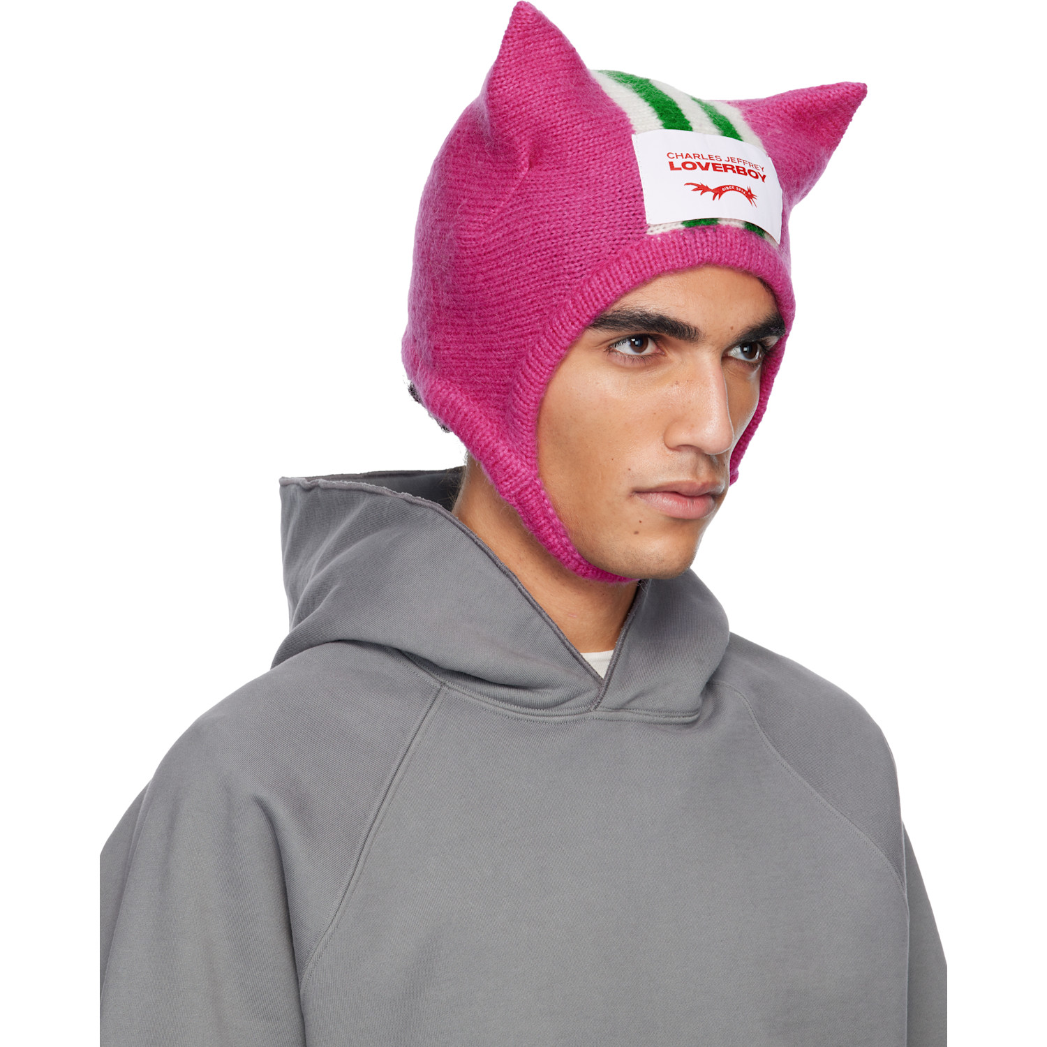  Charles Jeffrey Loverboy Pink Ears Bonnet Beanie 