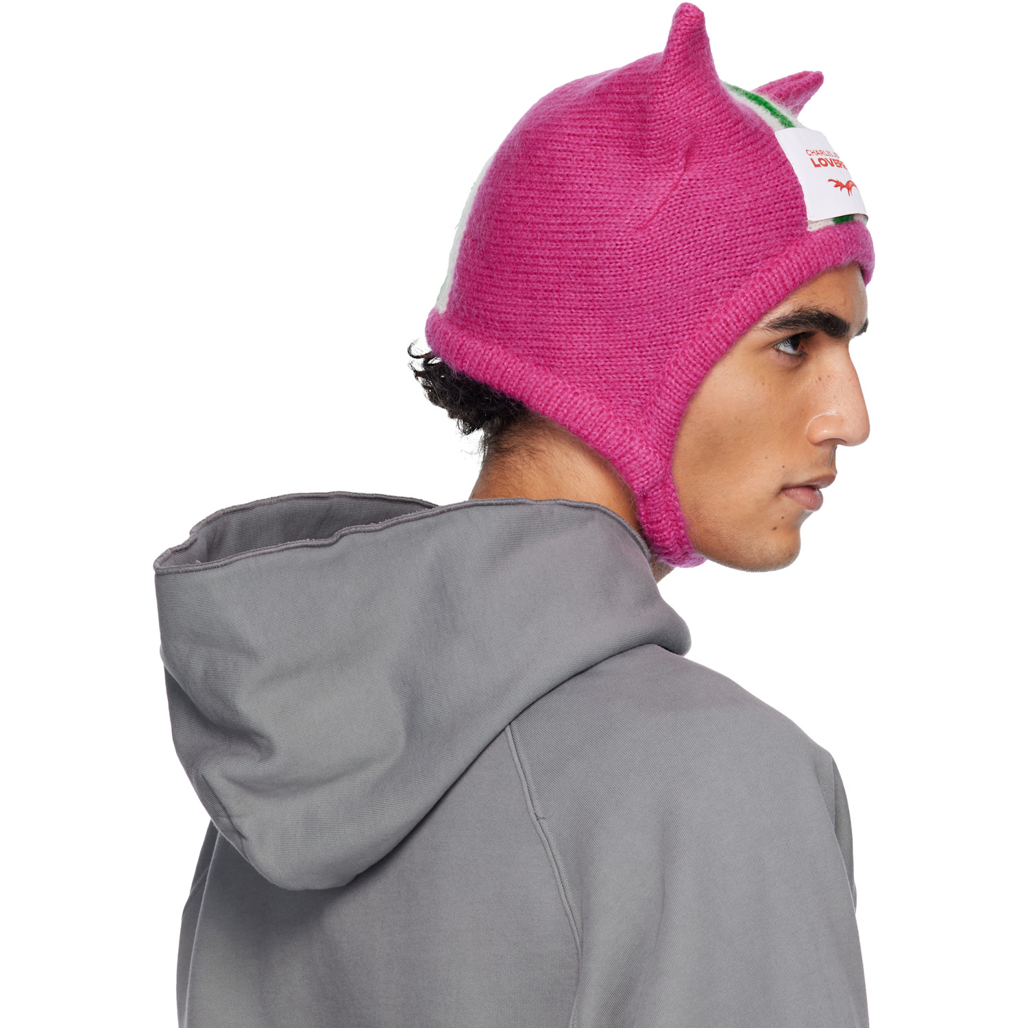  Charles Jeffrey Loverboy Pink Ears Bonnet Beanie 