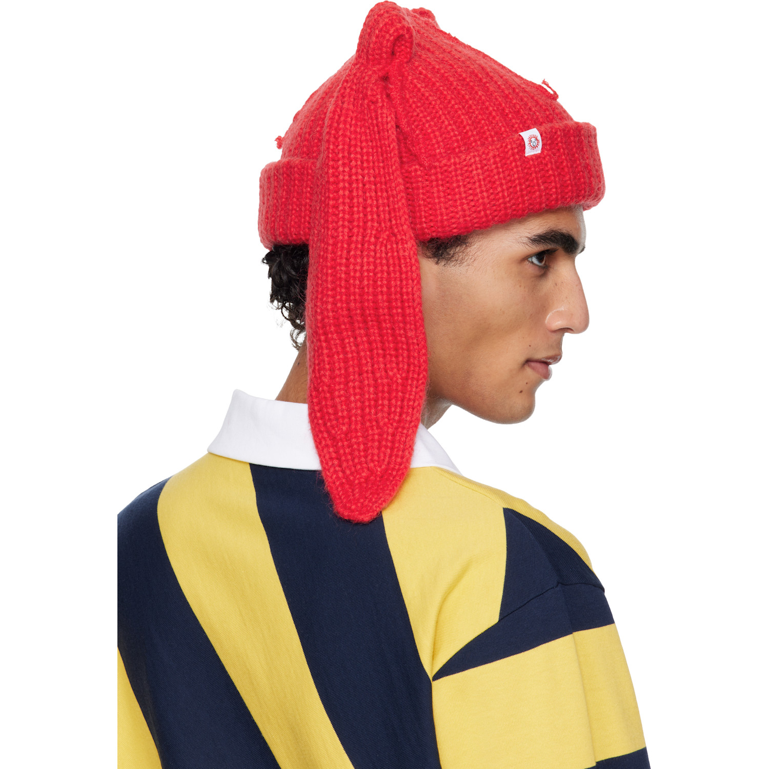 Charles Jeffrey Loverboy Red Mohair Chunky Rabbit Beanie 