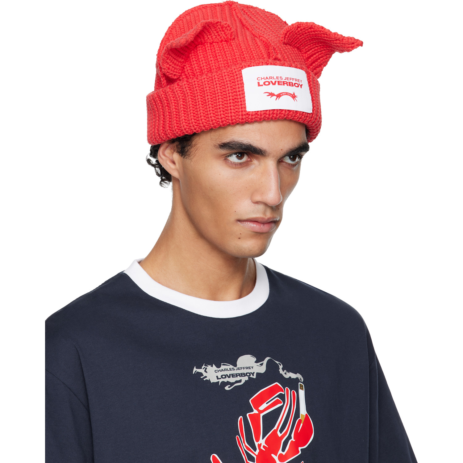  Charles Jeffrey Loverboy Red Chunky Ears Beanie 