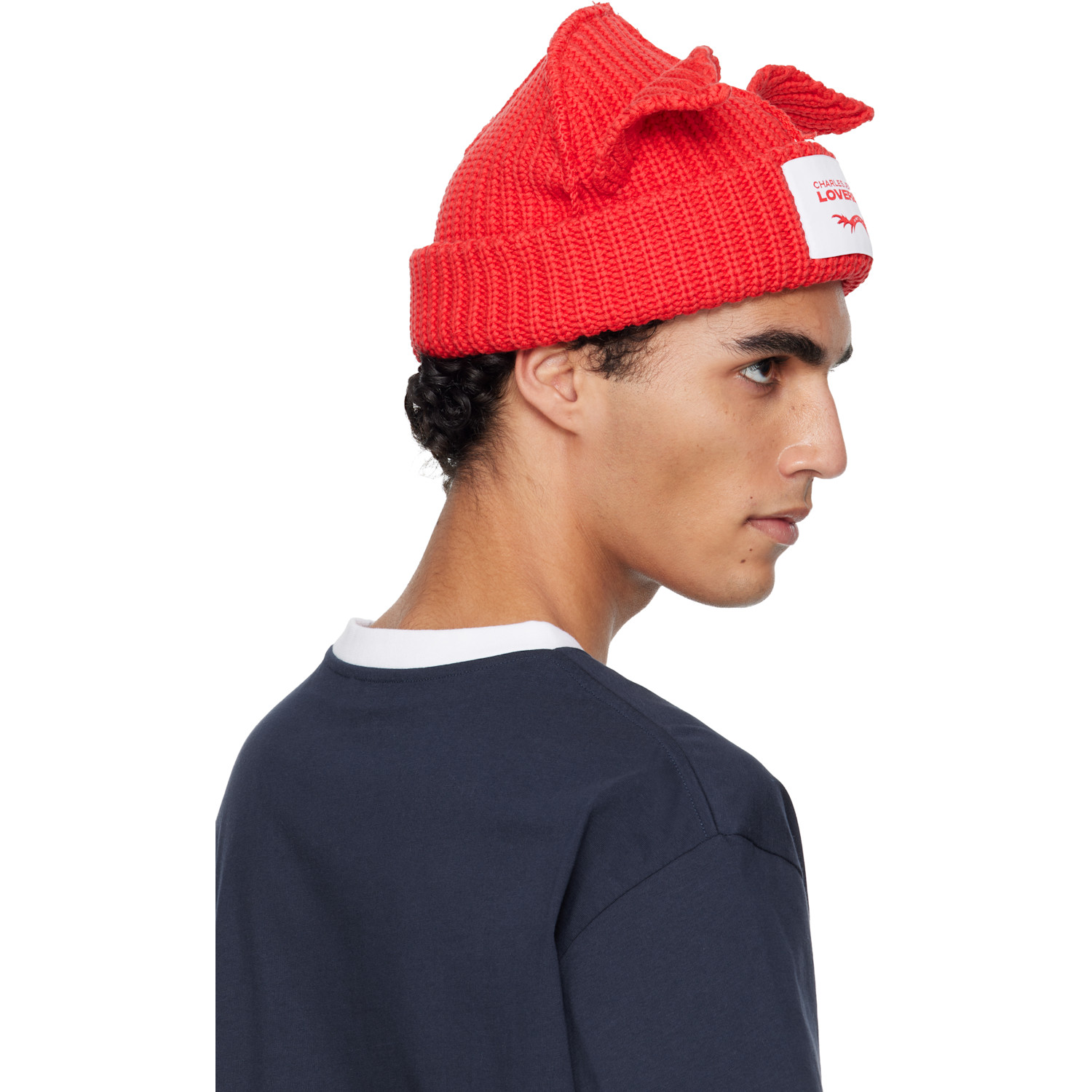  Charles Jeffrey Loverboy Red Chunky Ears Beanie 