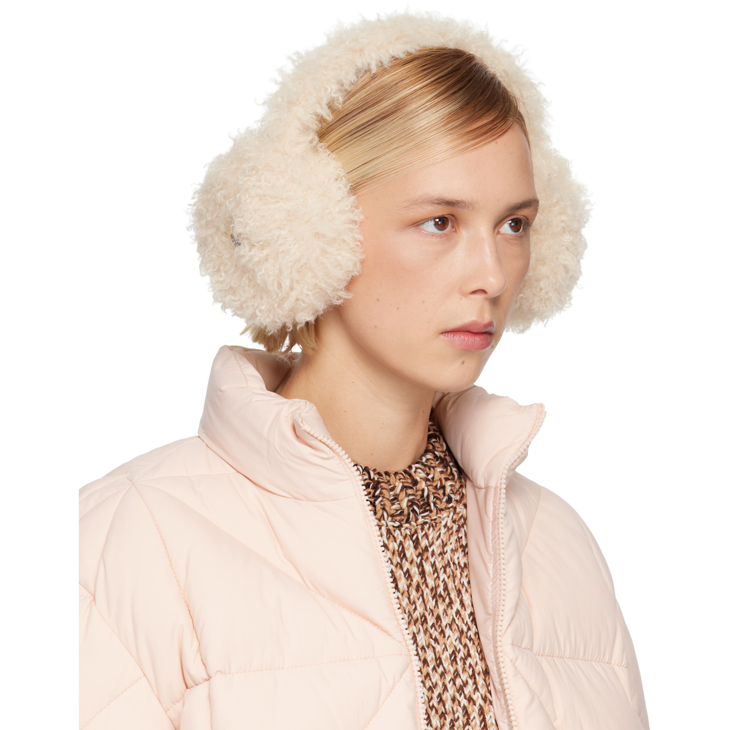 Moncler Beige Logo Ear Muffs 