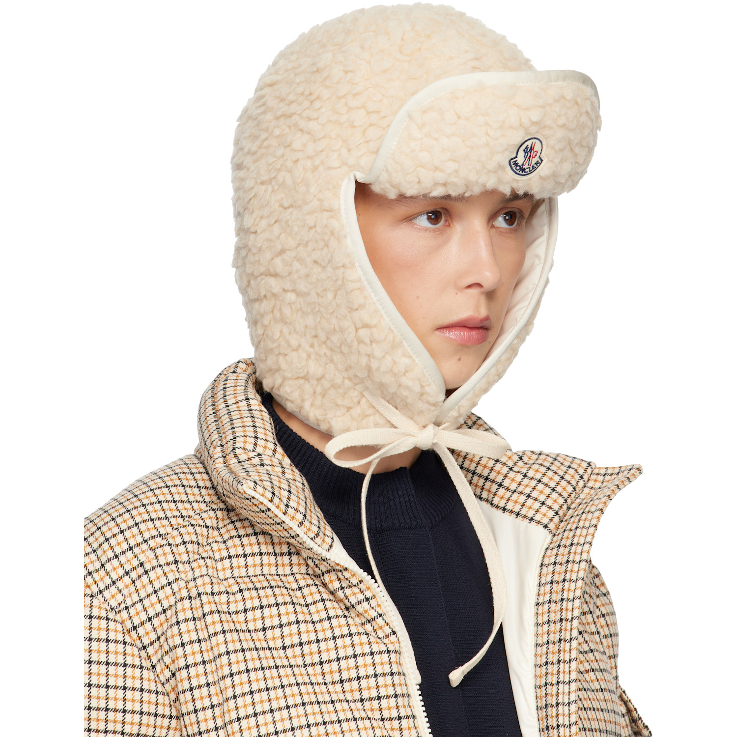 Moncler White Teddy Reversible Hat 