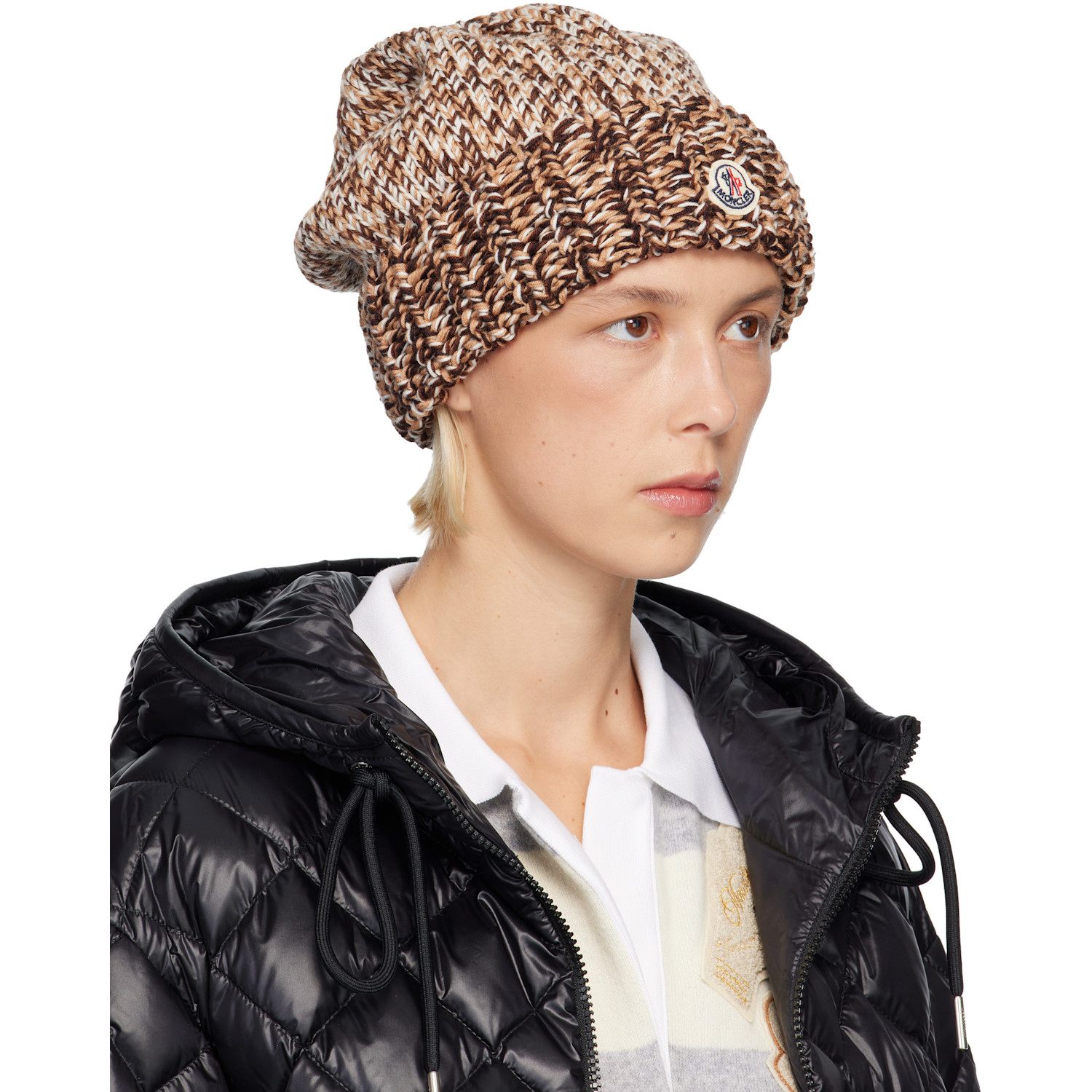  Moncler Brown Mouliné Wool Blend Beanie 
