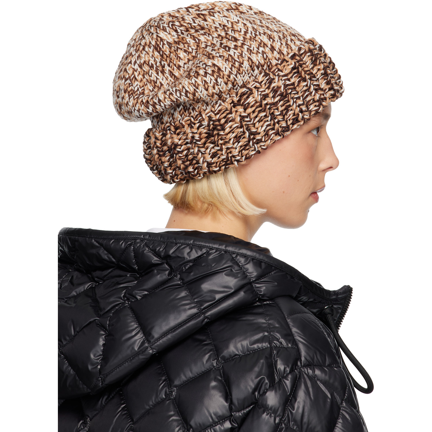  Moncler Brown Mouliné Wool Blend Beanie 