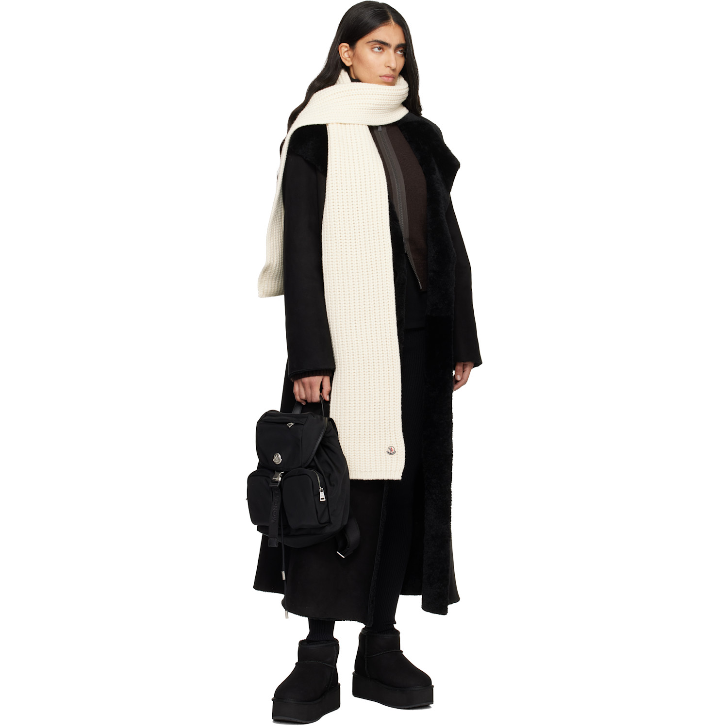  Moncler Off-white Ribbed Scarf 