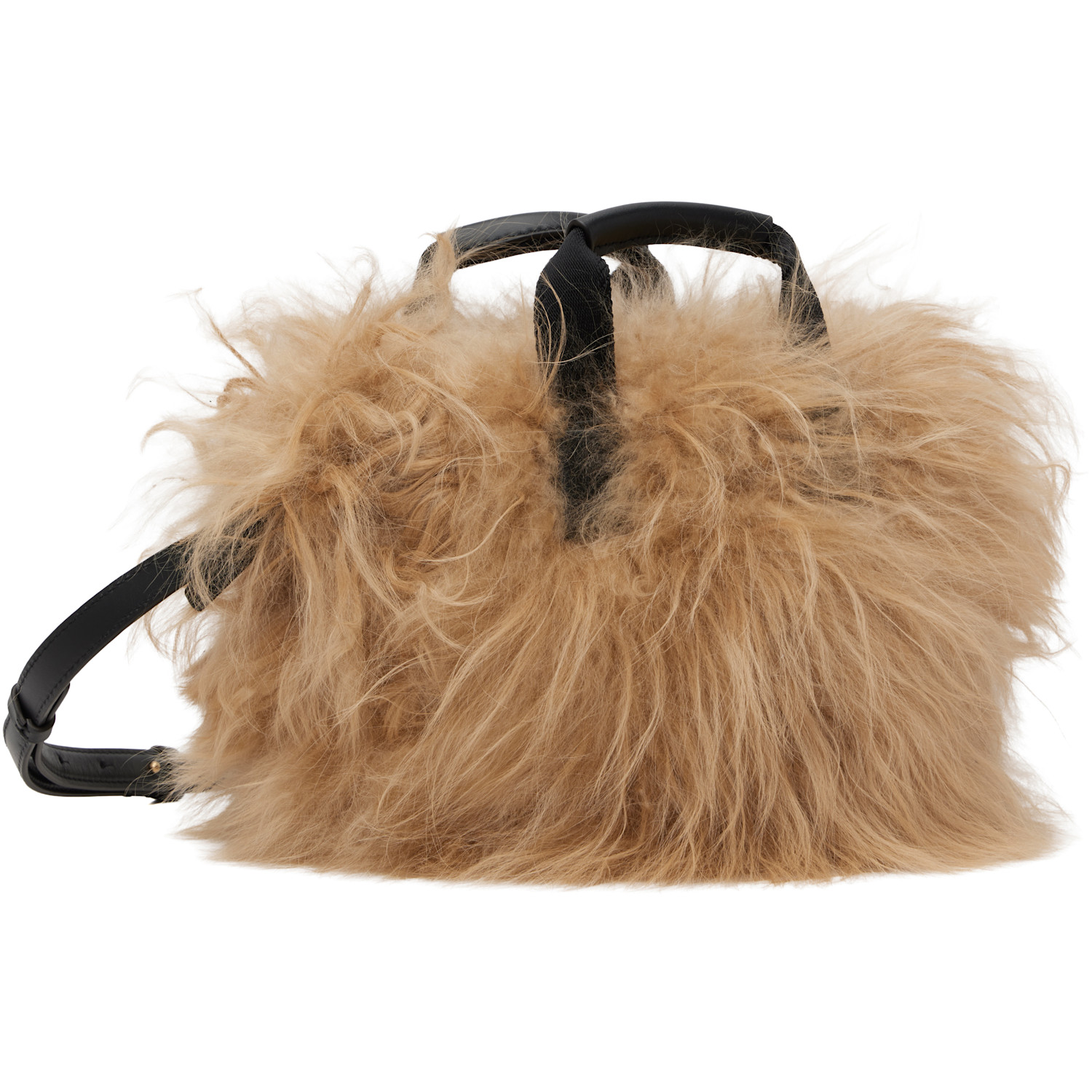  Moncler Beige Micro Caradoc Shearling Bag 