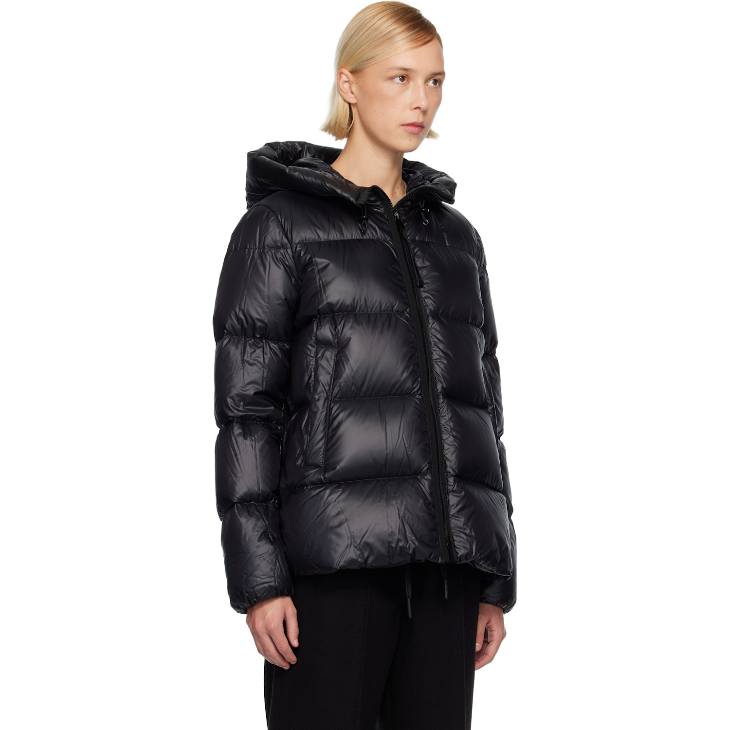  Moncler Black Serittes Hooded Short Down Jacket 