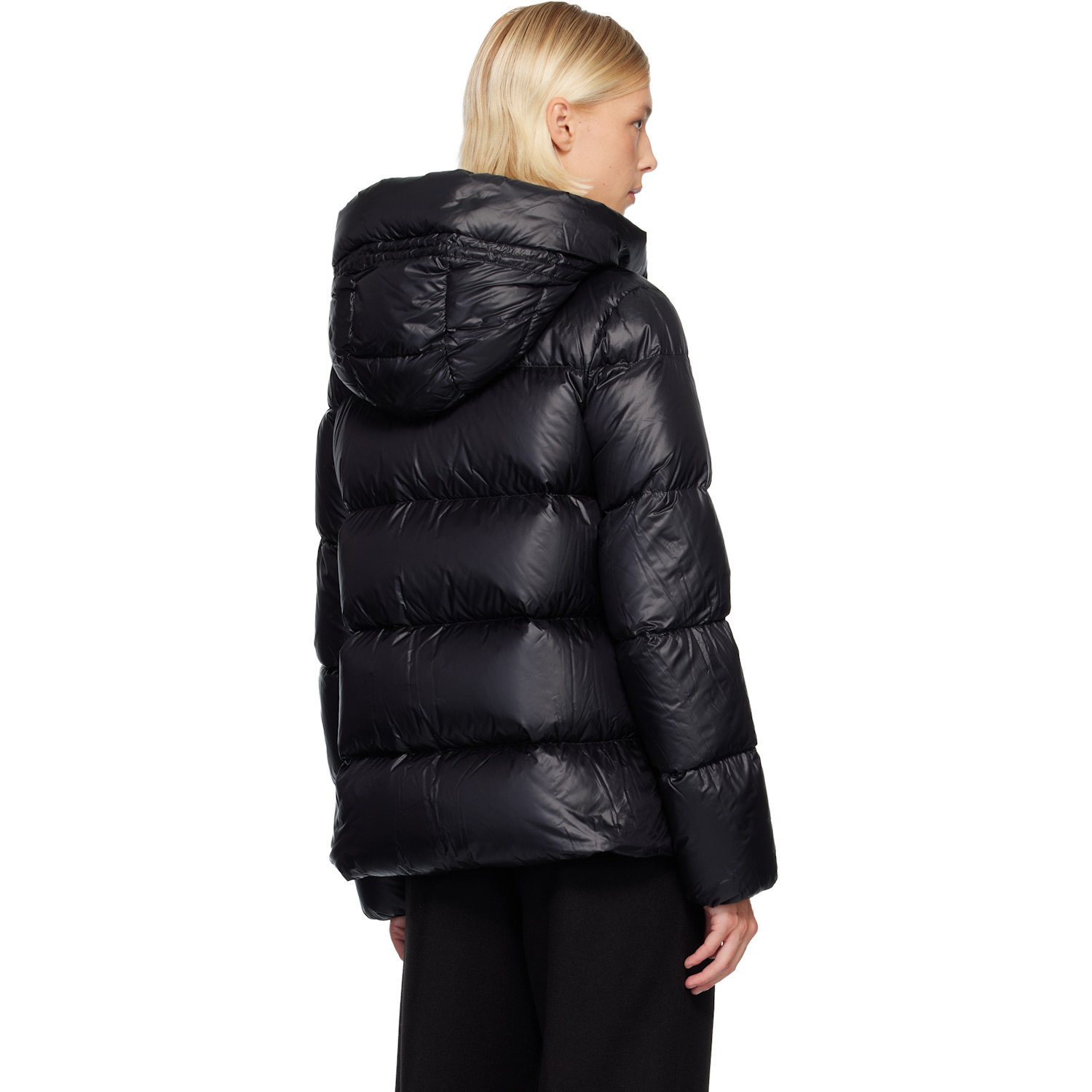  Moncler Black Serittes Hooded Short Down Jacket 