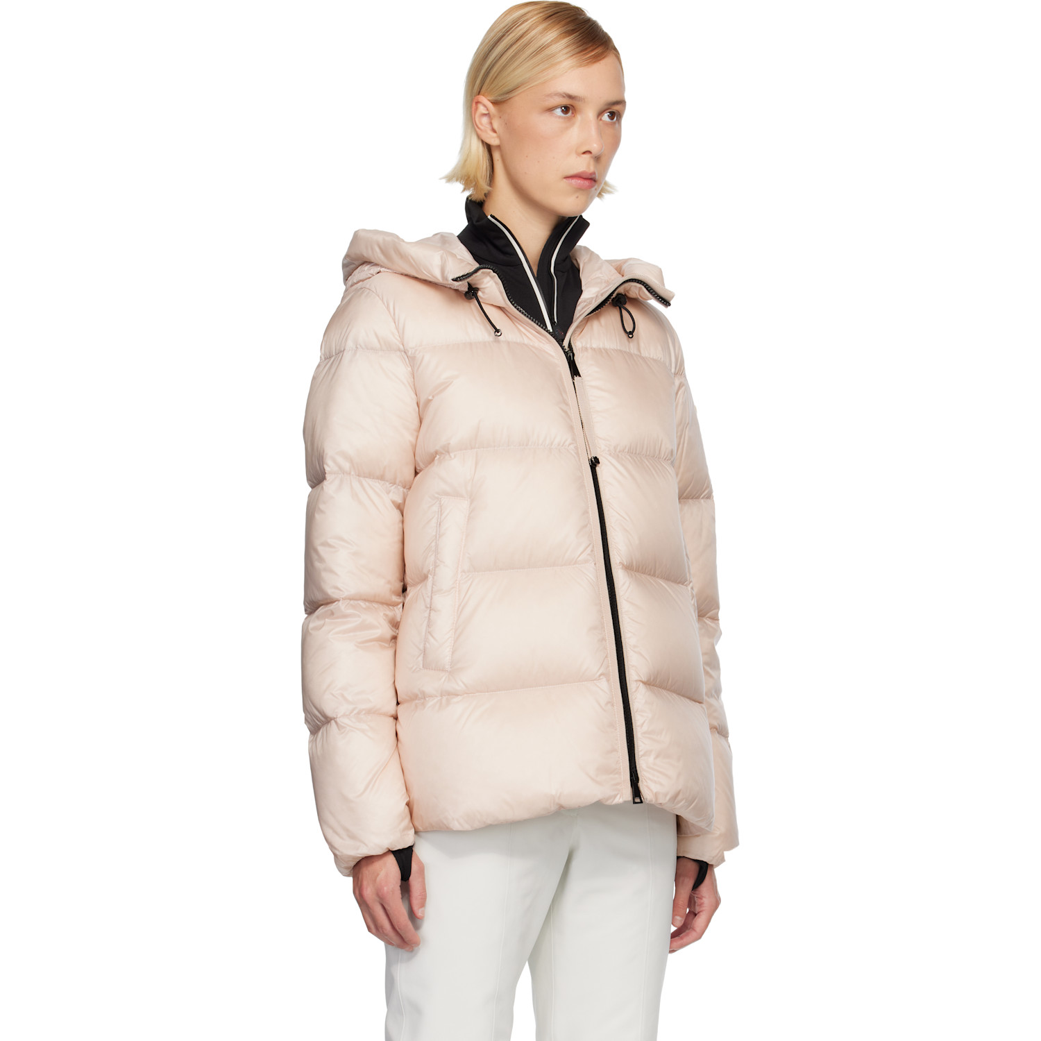 Moncler Pink Serittes Hooded Short Down Jacket 